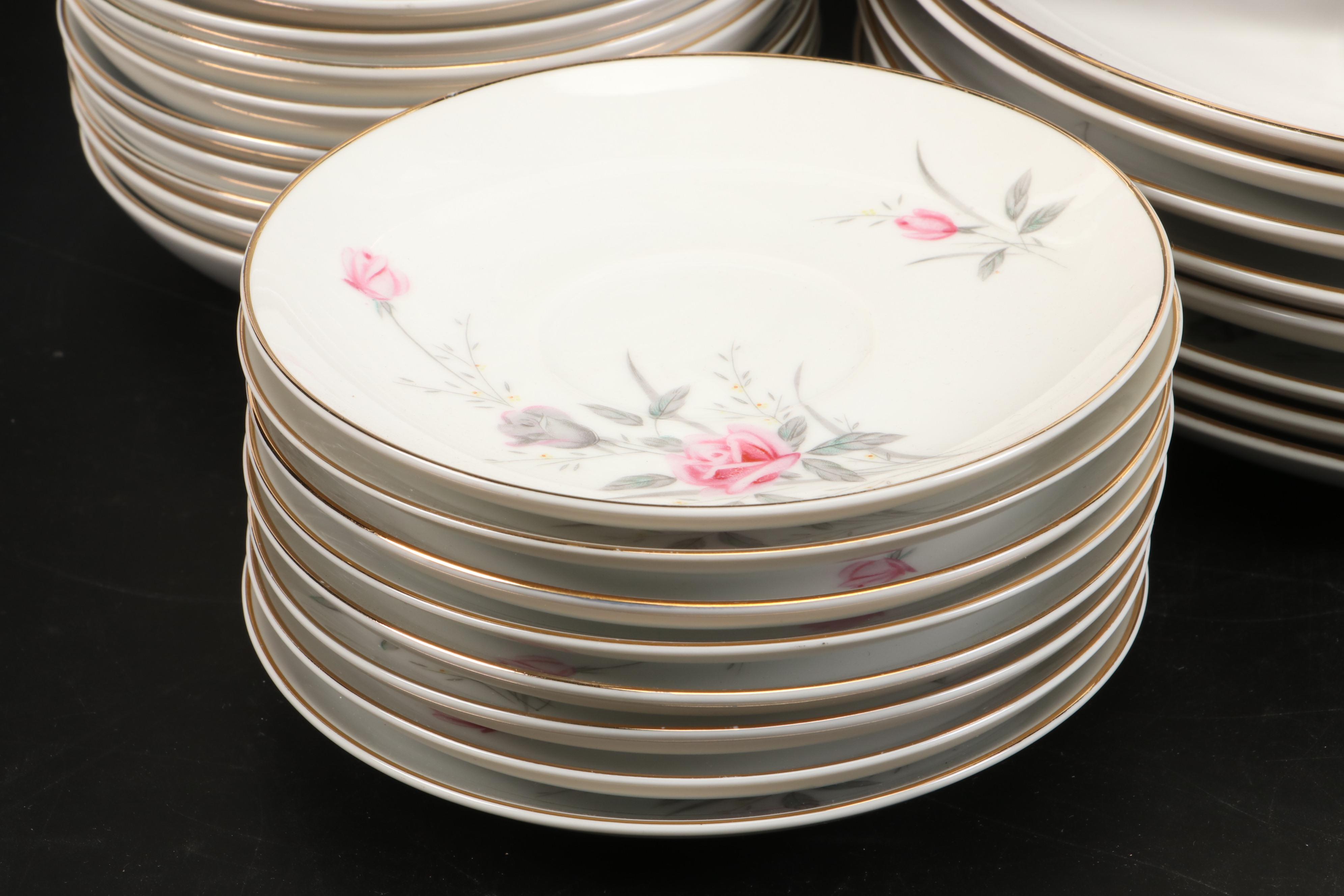 Fine China of Japan "Golden Rose" Porcelain Dinnerware and Serveware
