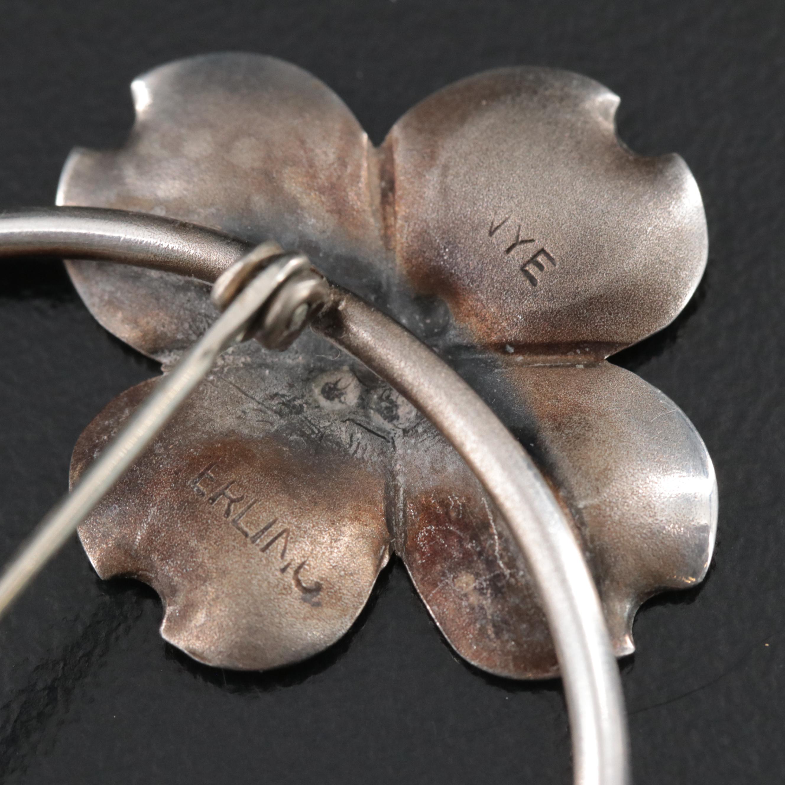 Stuart Nye Sterling Dogwood Brooch