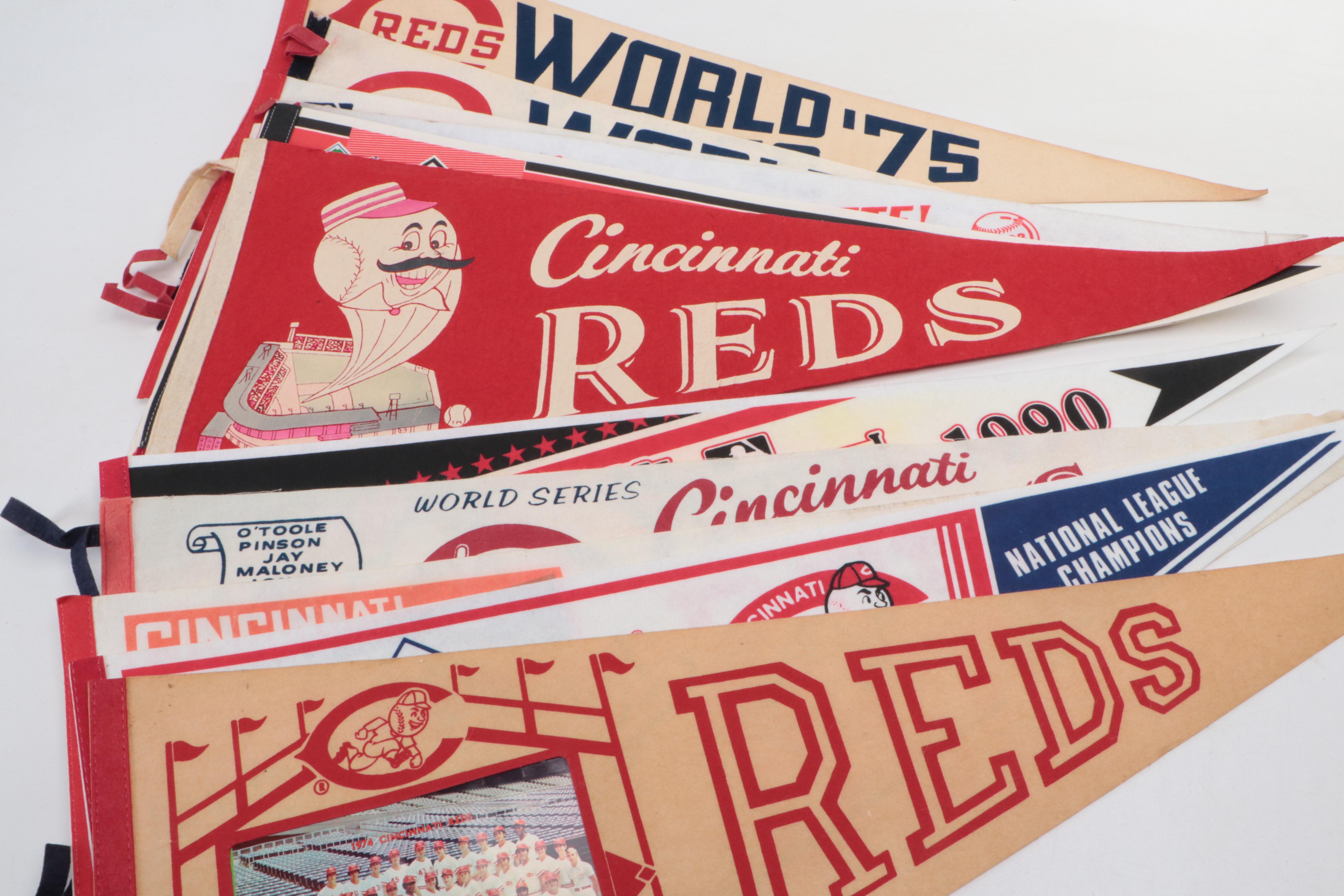 Cincinnati Reds World Series Baseball Pennants with More, Late 20th Century