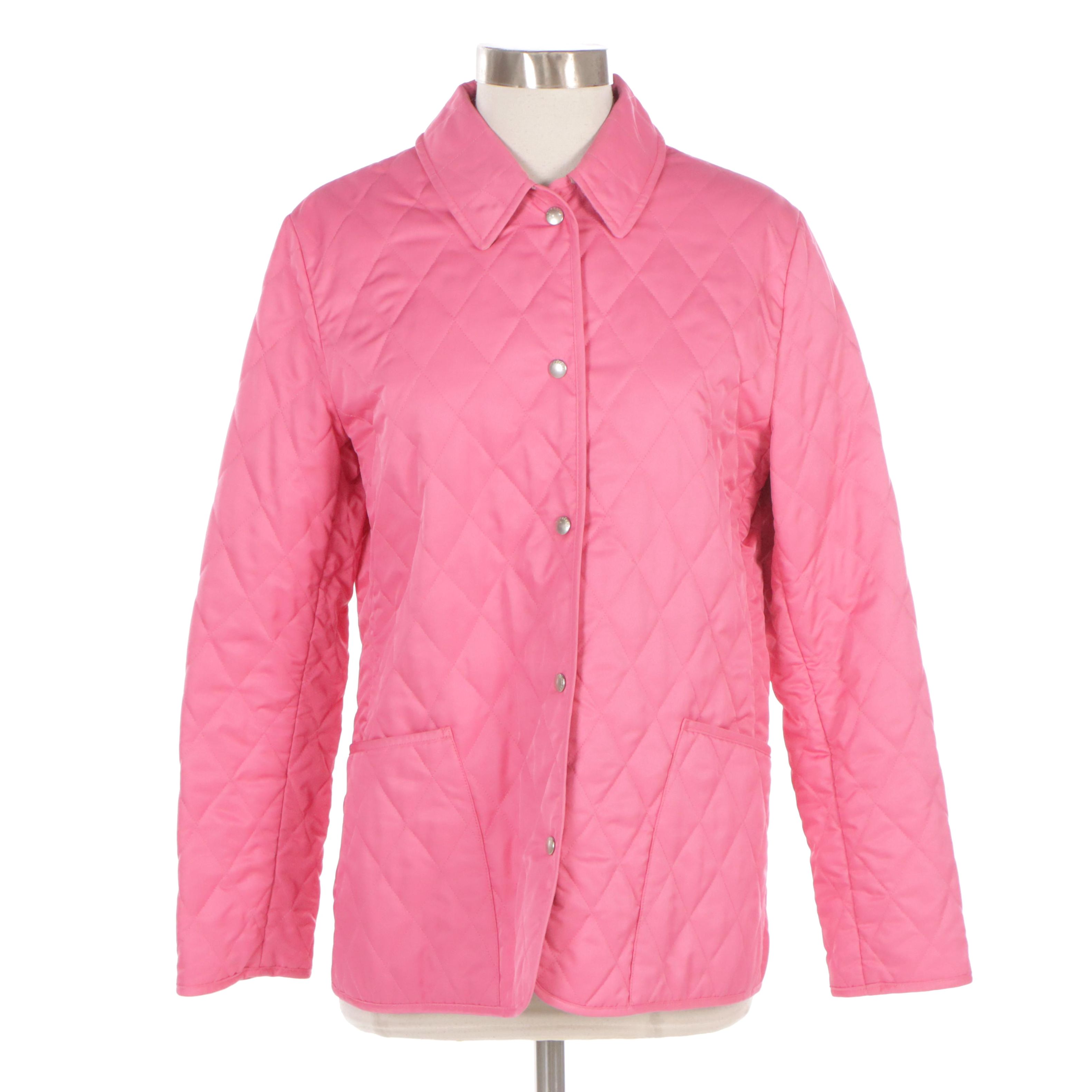 Burberry London Hot Pink Quilted Jacket with House Check Lining