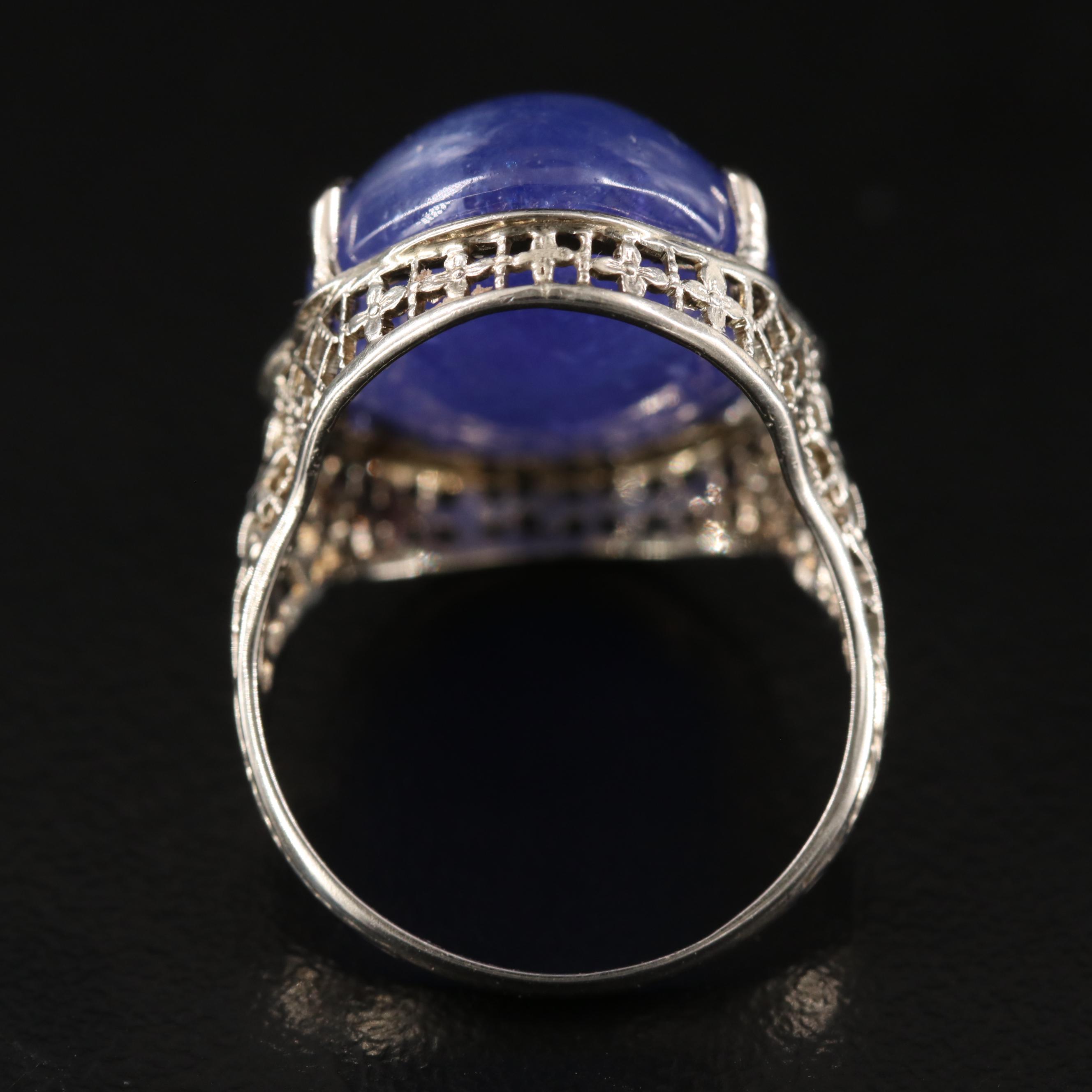 14K 18.72 CT Tanzanite Floral Latticework Ring