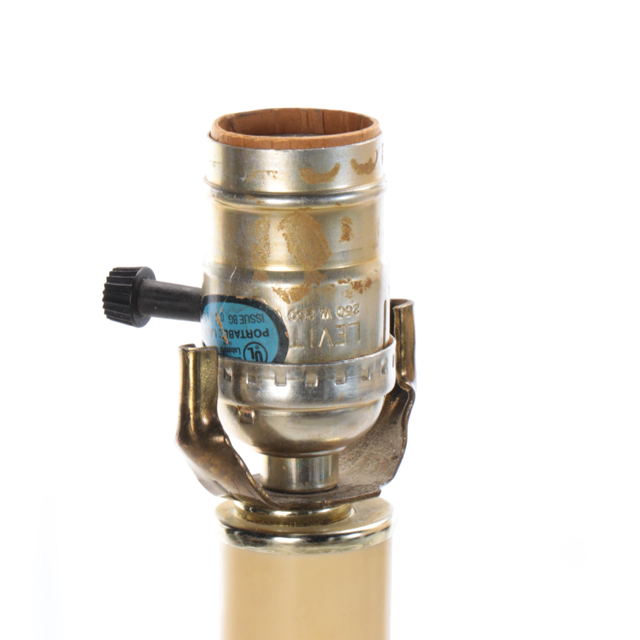 Pair of Slovenian Crystal on Brass Table Lamps with Victorian Bell Fringe Shades