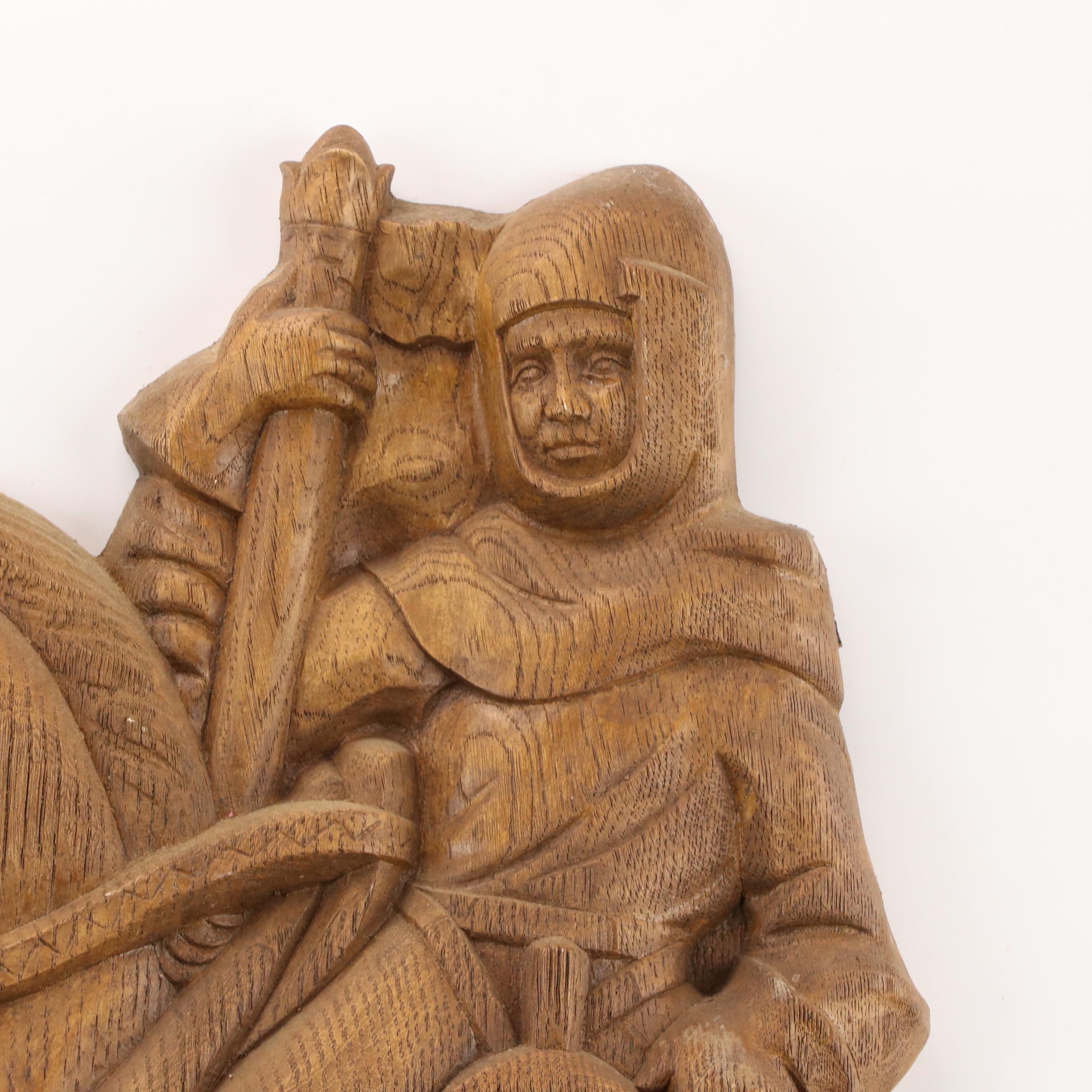 Cast Plaster Renaissance Style Plaque of Horse and Knight