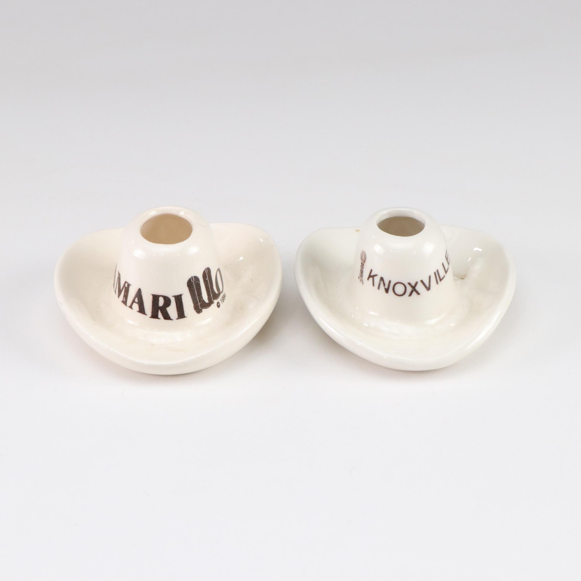 Lego Boot Spur Ashtray With Ceramic Souvenir Cowboy Hats