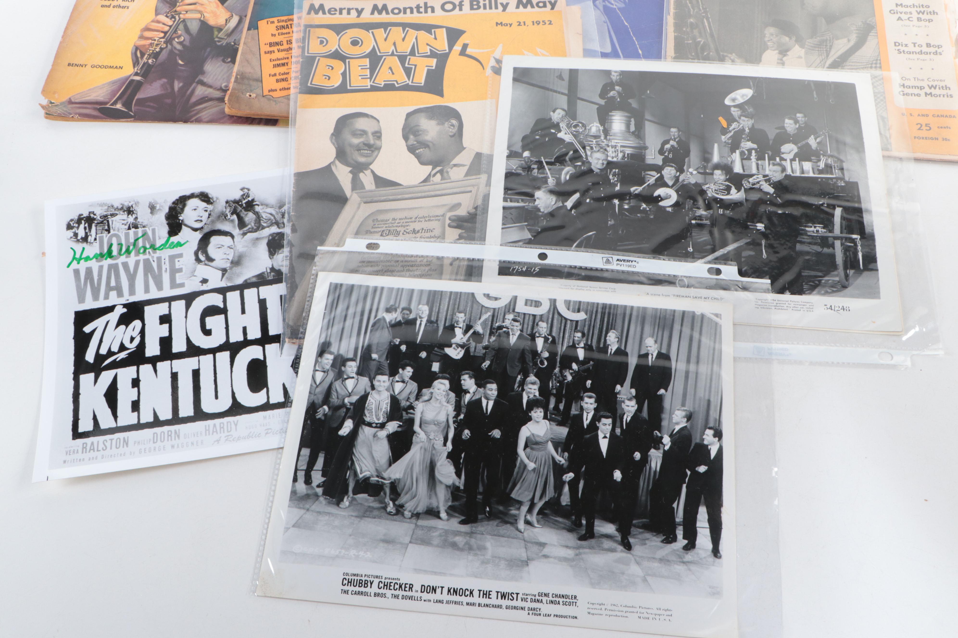 "Band Leaders" and "DownBeat" Magazines with Photo Prints, Pamphlets and More