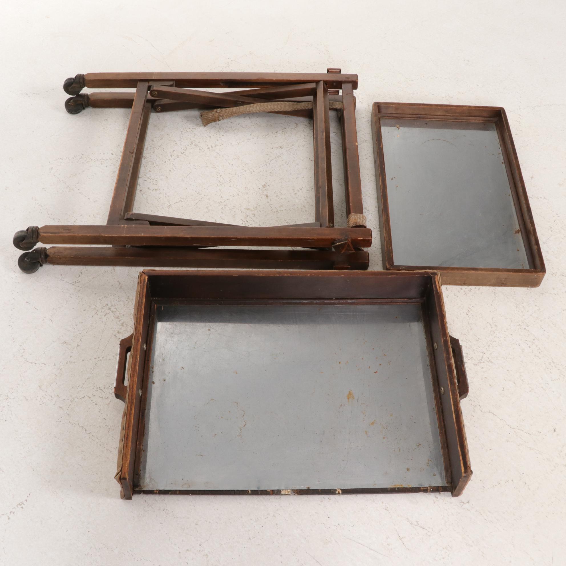 Rustic Rolling Folding Two Tier Cart