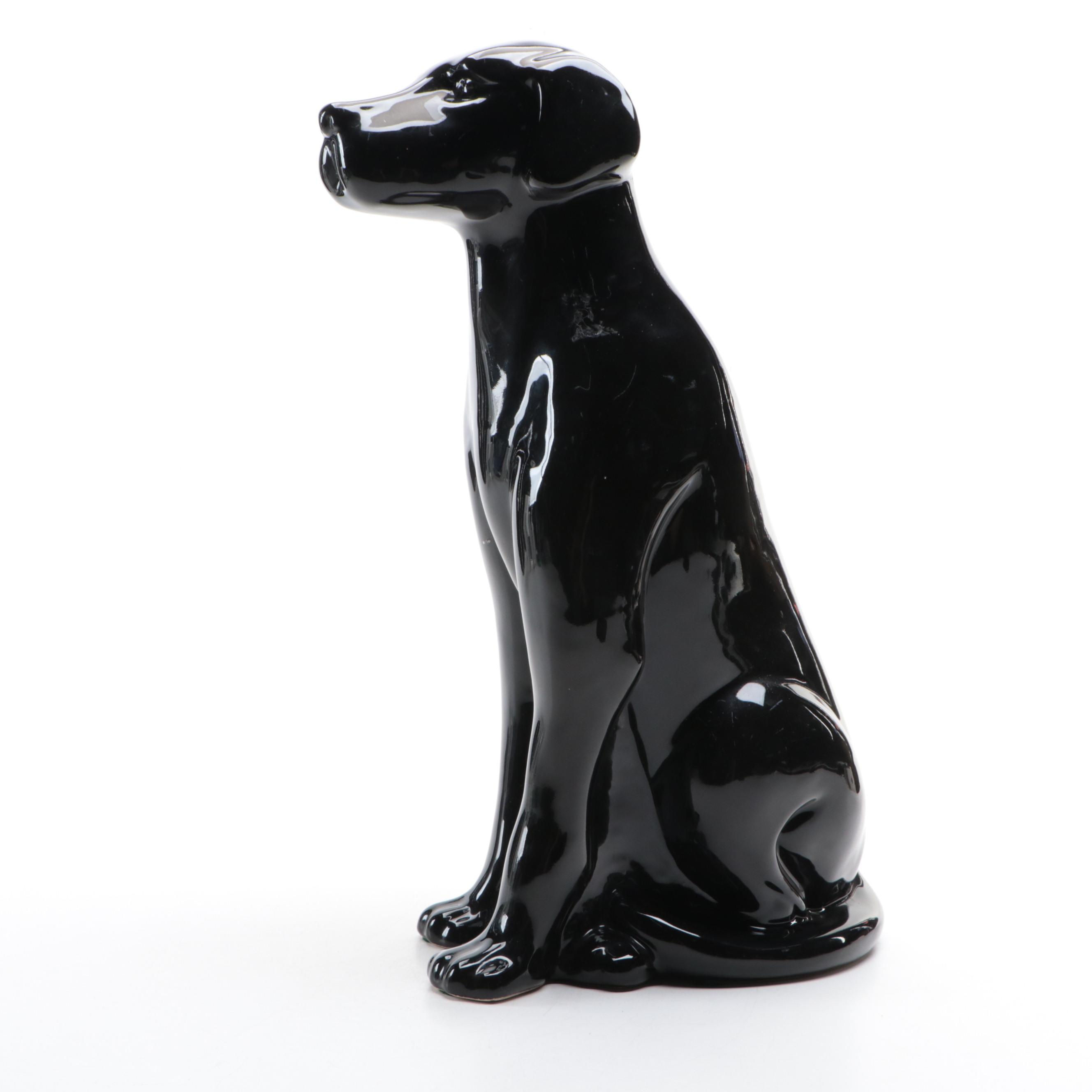 Haeger Pottery Black Ceramic Dog Figurine, 1994