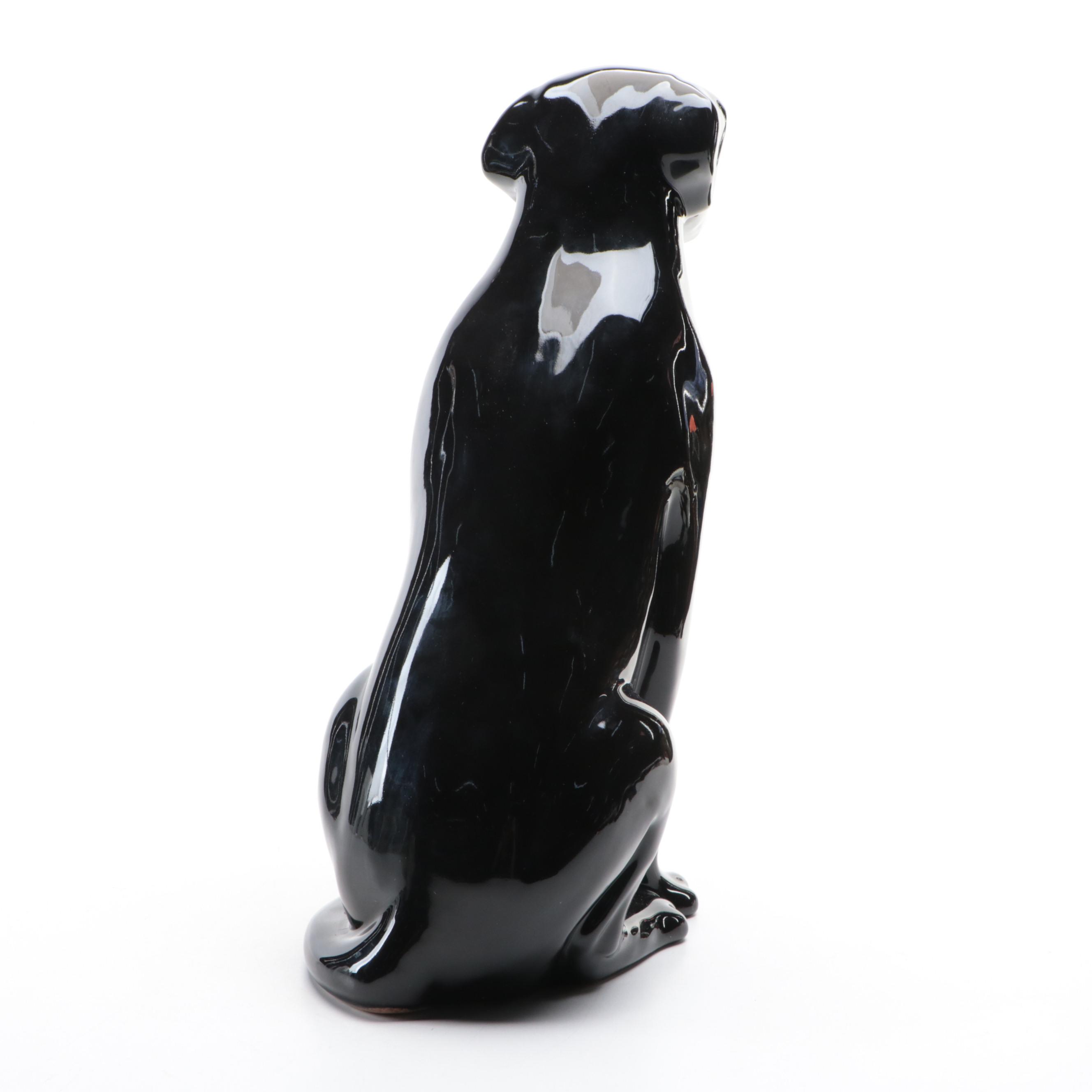 Haeger Pottery Black Ceramic Dog Figurine, 1994