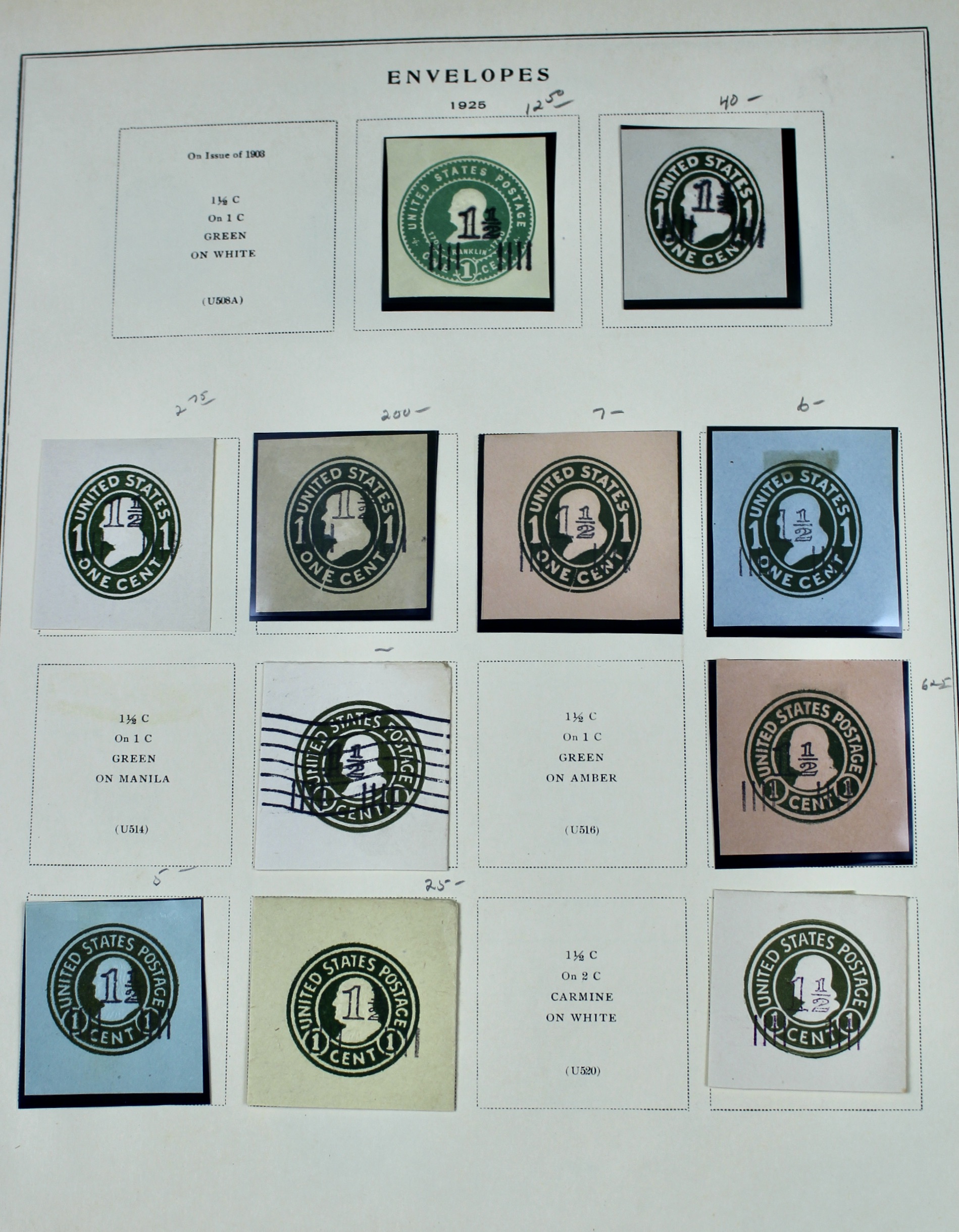 U.S. Cut Corner Postage Stamp Collection