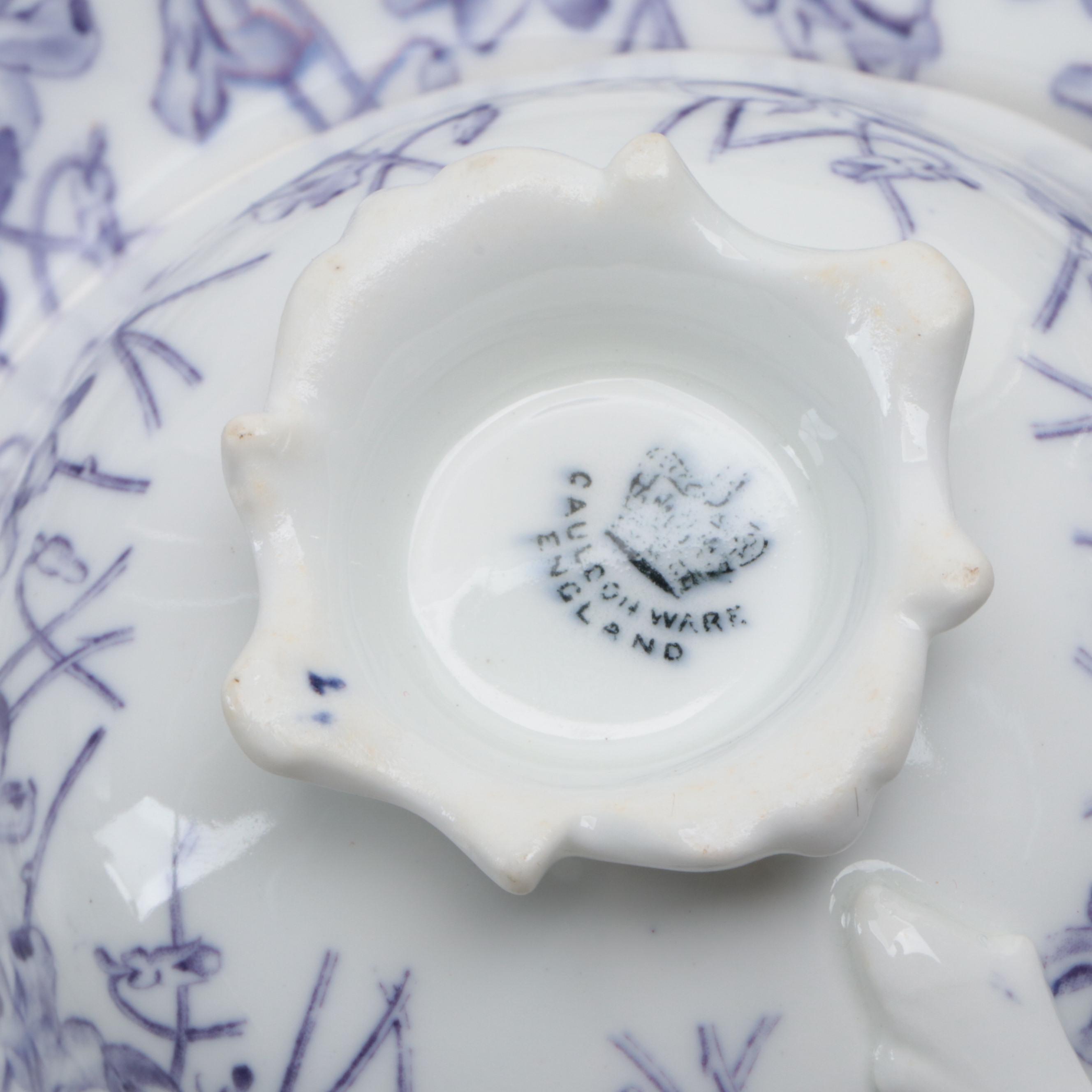 Brown Westhead Moore & Co. Cauldon Ware Gilt Porcelain Teacups and Saucers