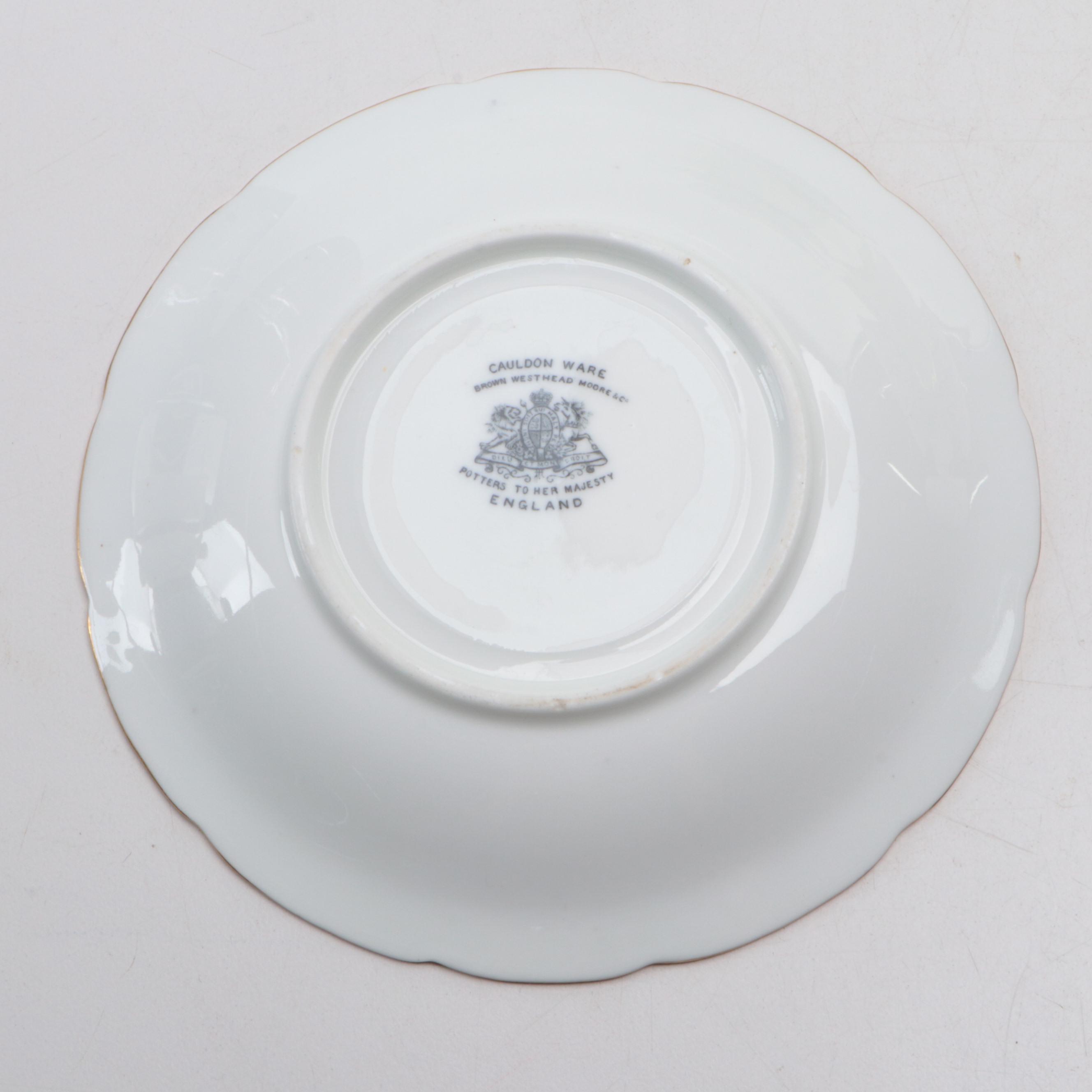 Brown Westhead Moore & Co. Cauldon Ware Gilt Porcelain Teacups and Saucers