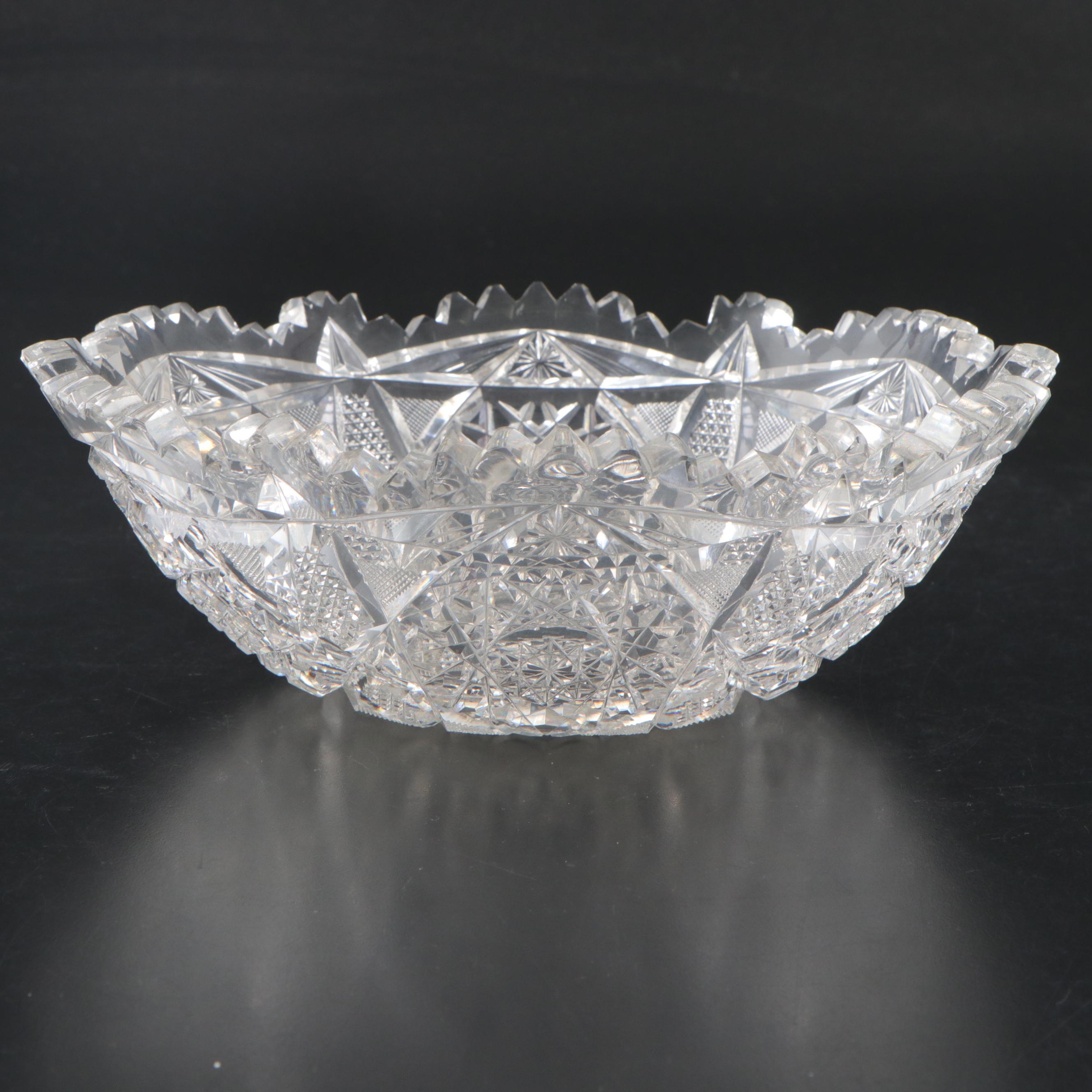 American Brilliant Style Cut Glass Bowl with Cut Glass Ice Bucket and More