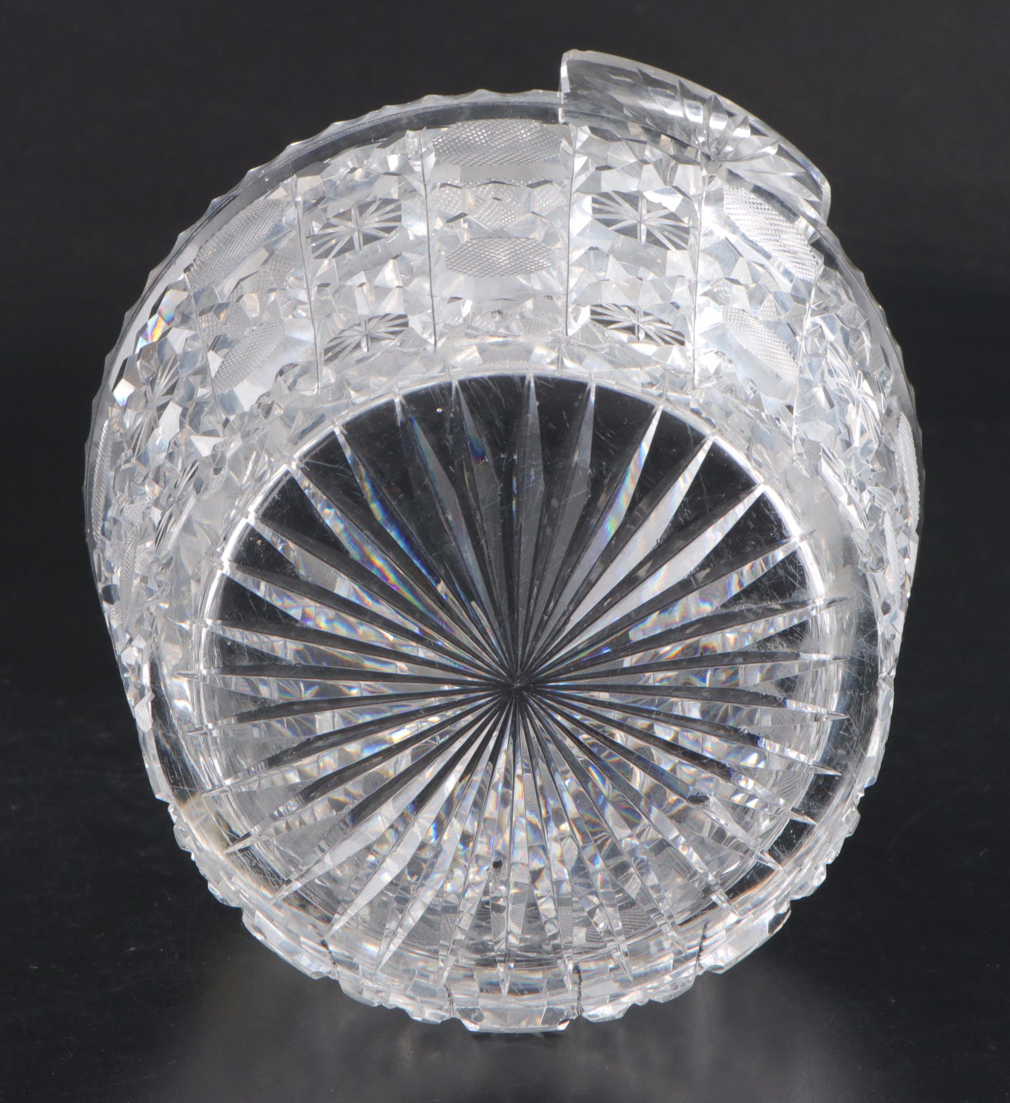 American Brilliant Style Cut Glass Bowl with Cut Glass Ice Bucket and More