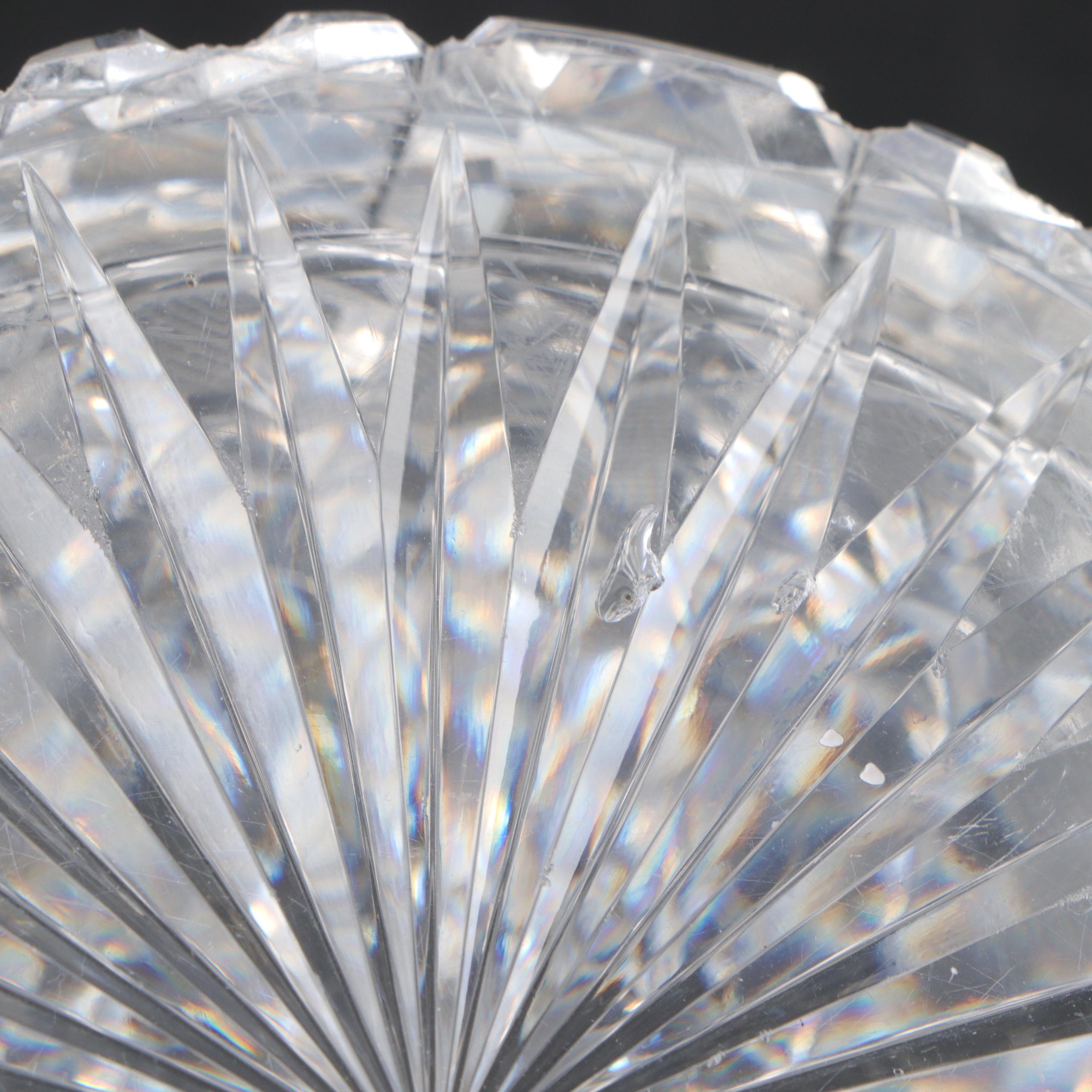 American Brilliant Style Cut Glass Bowl with Cut Glass Ice Bucket and More