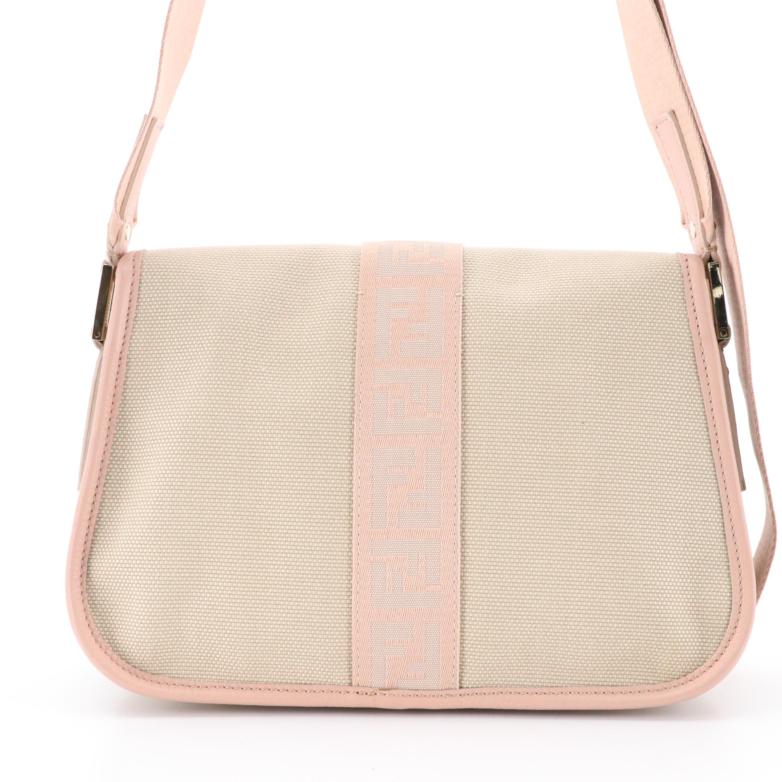 Fendi Canvas and Leather Crossbody Saddle Bag