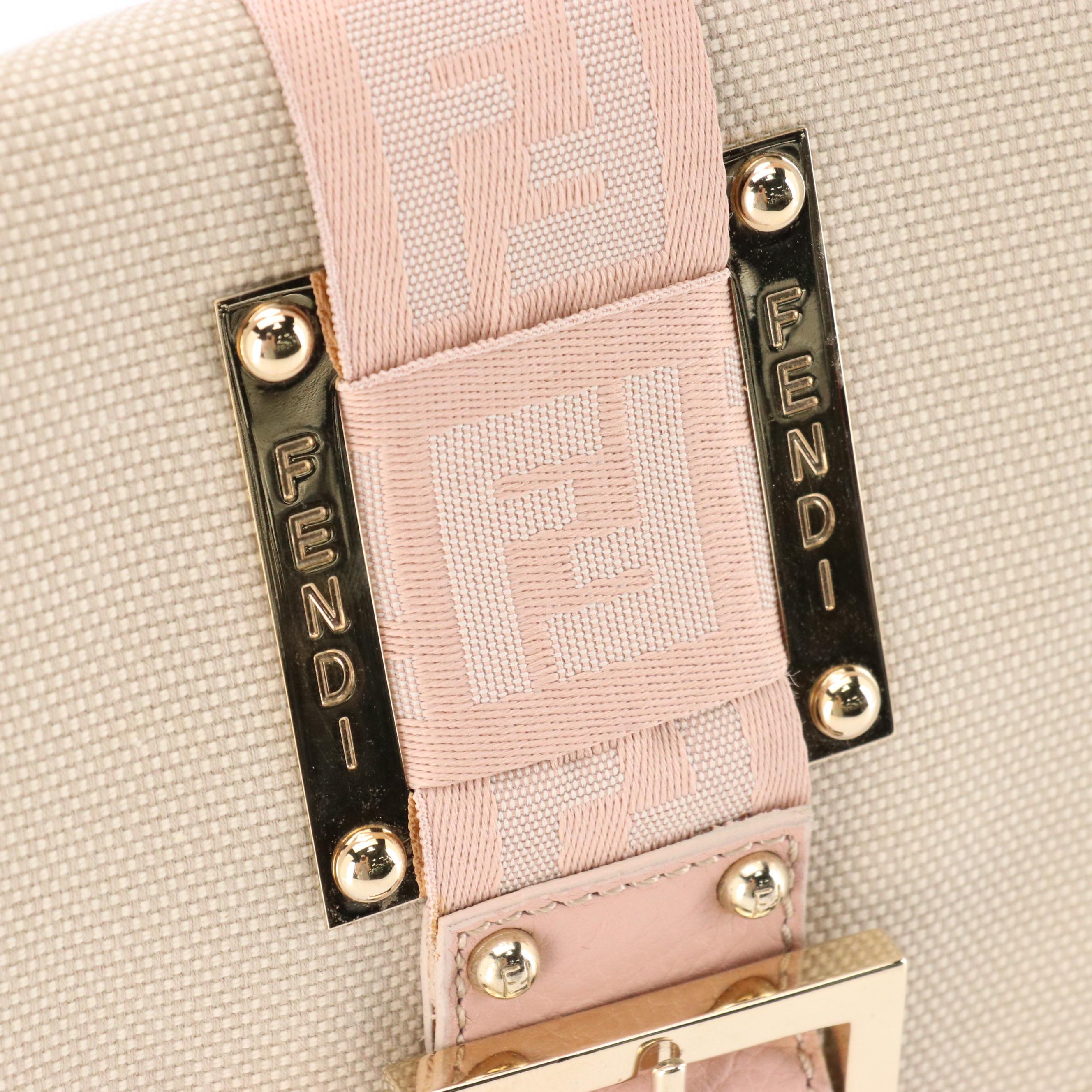 Fendi Canvas and Leather Crossbody Saddle Bag