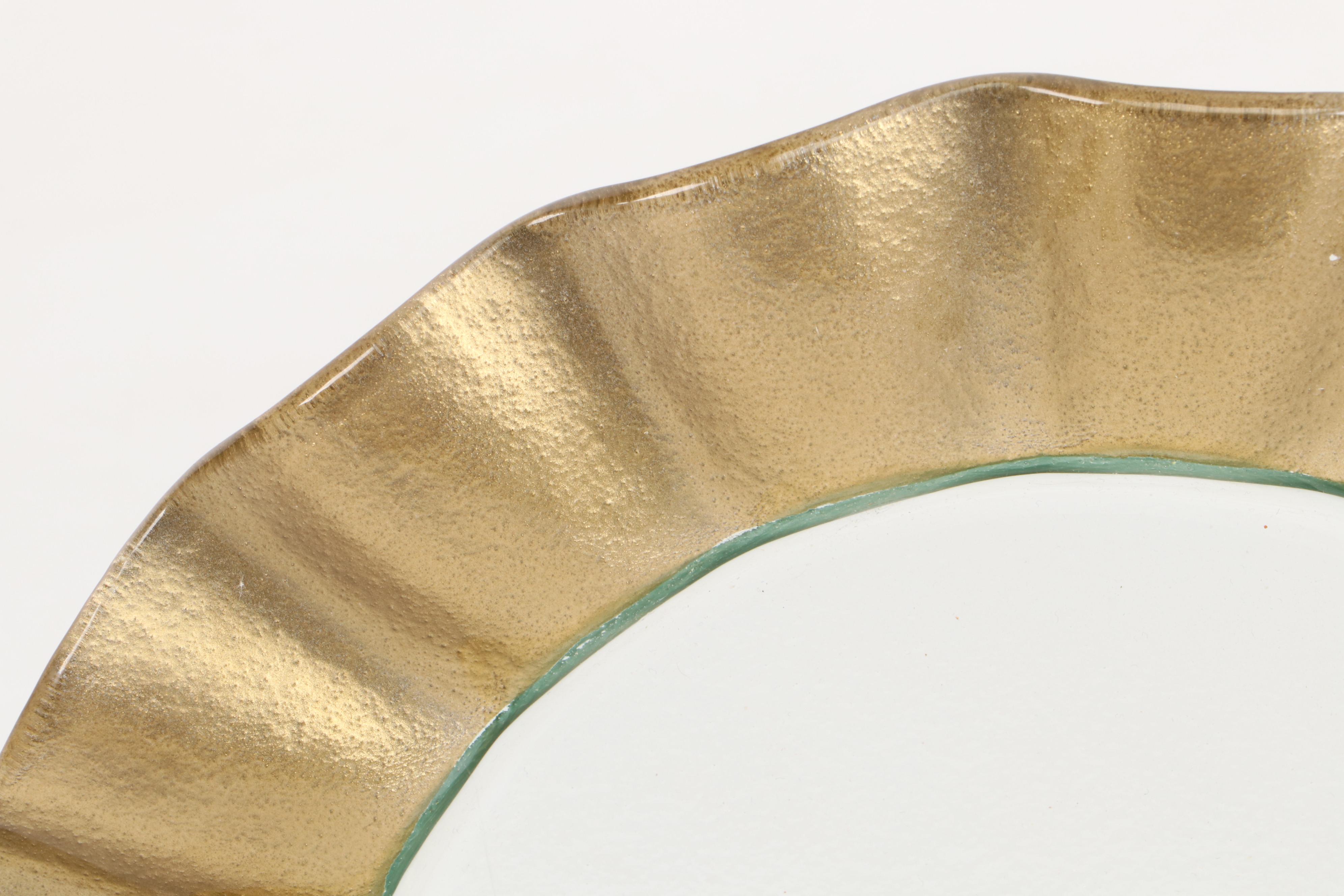 Mikasa "Onyx" Black and Gold Porcelain Dinnerware with Fluted Glass Plates