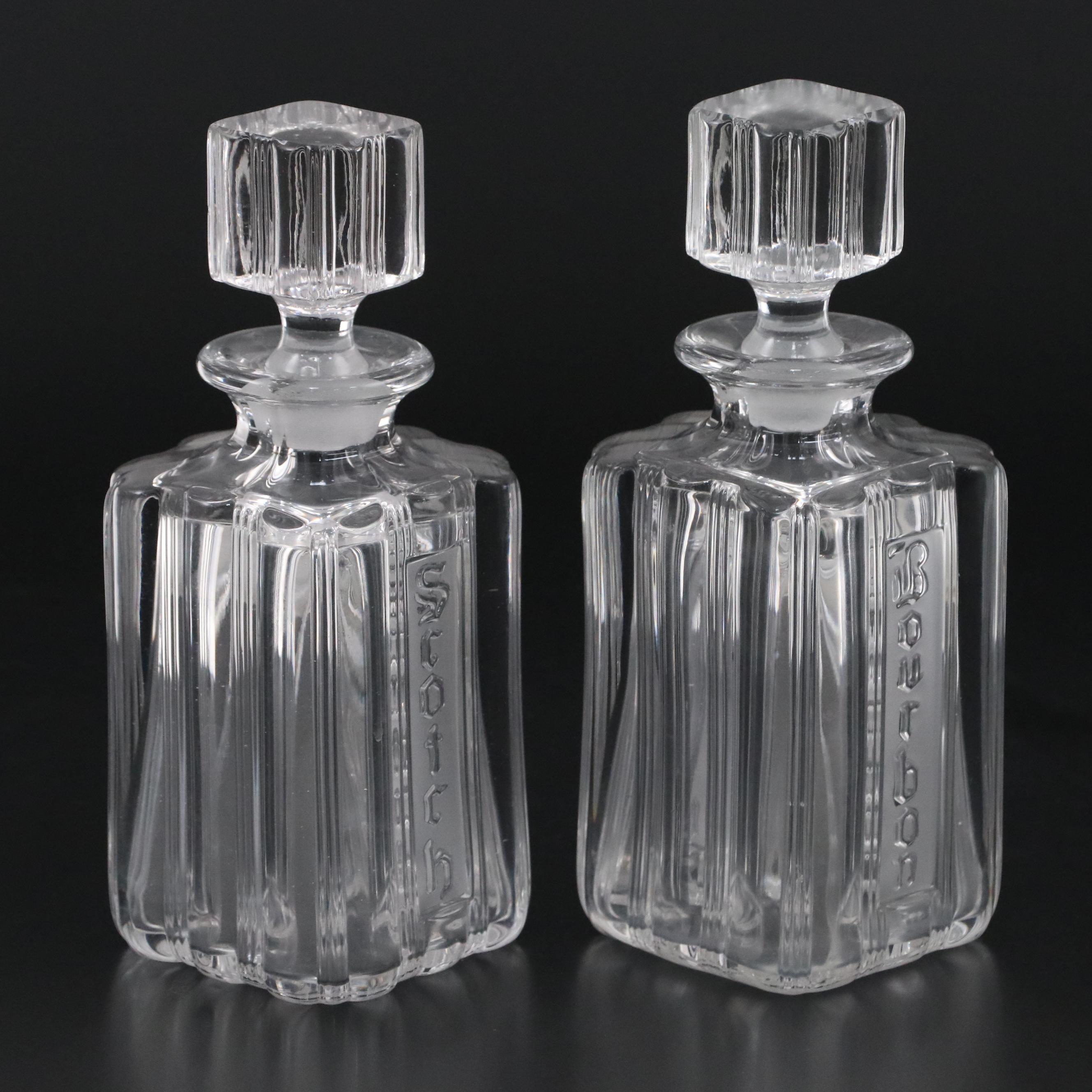 Fostoria "Sunray Clear" Bourbon and Scotch Decanters, Mid-20th Century