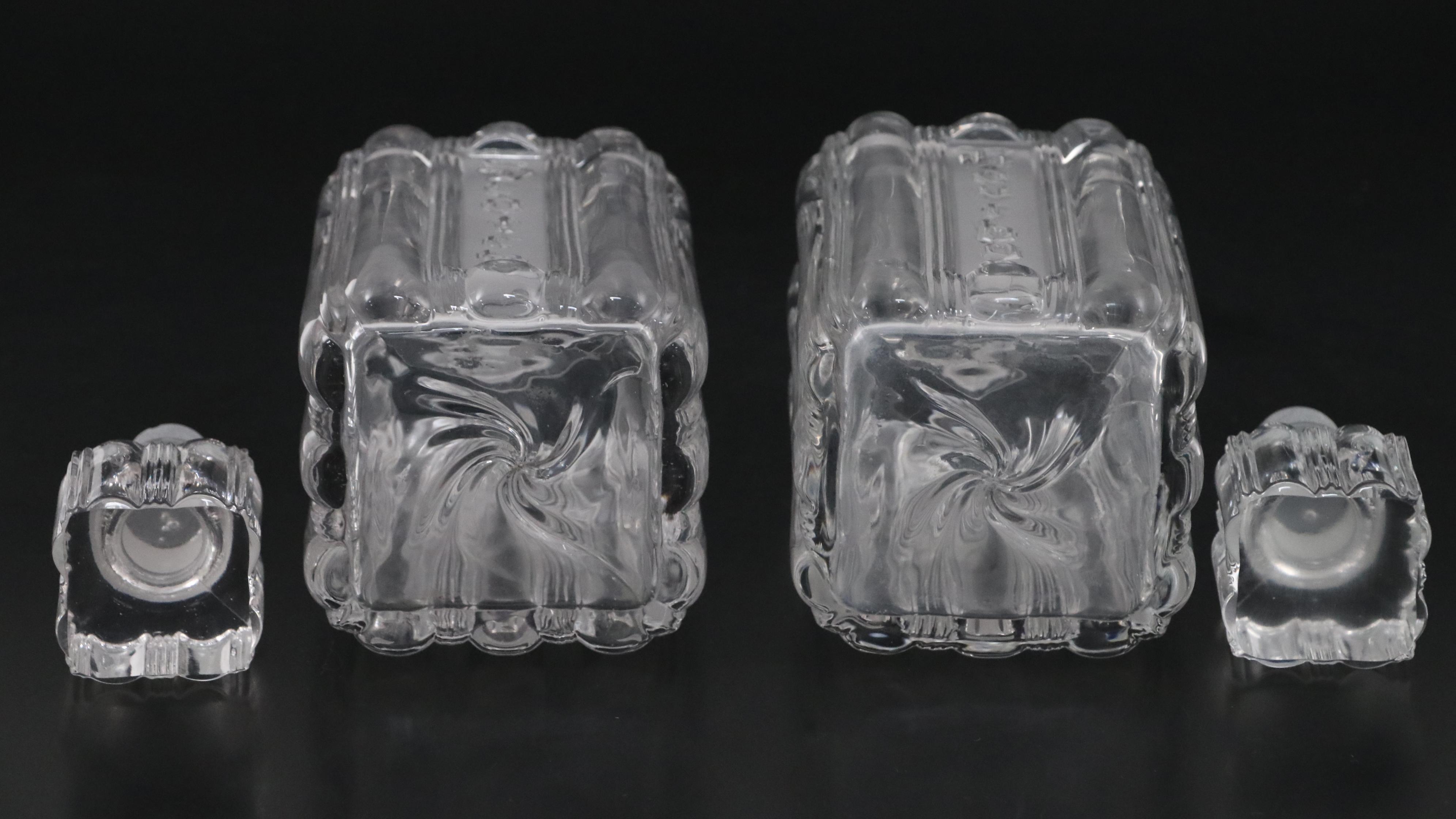 Fostoria "Sunray Clear" Bourbon and Scotch Decanters, Mid-20th Century