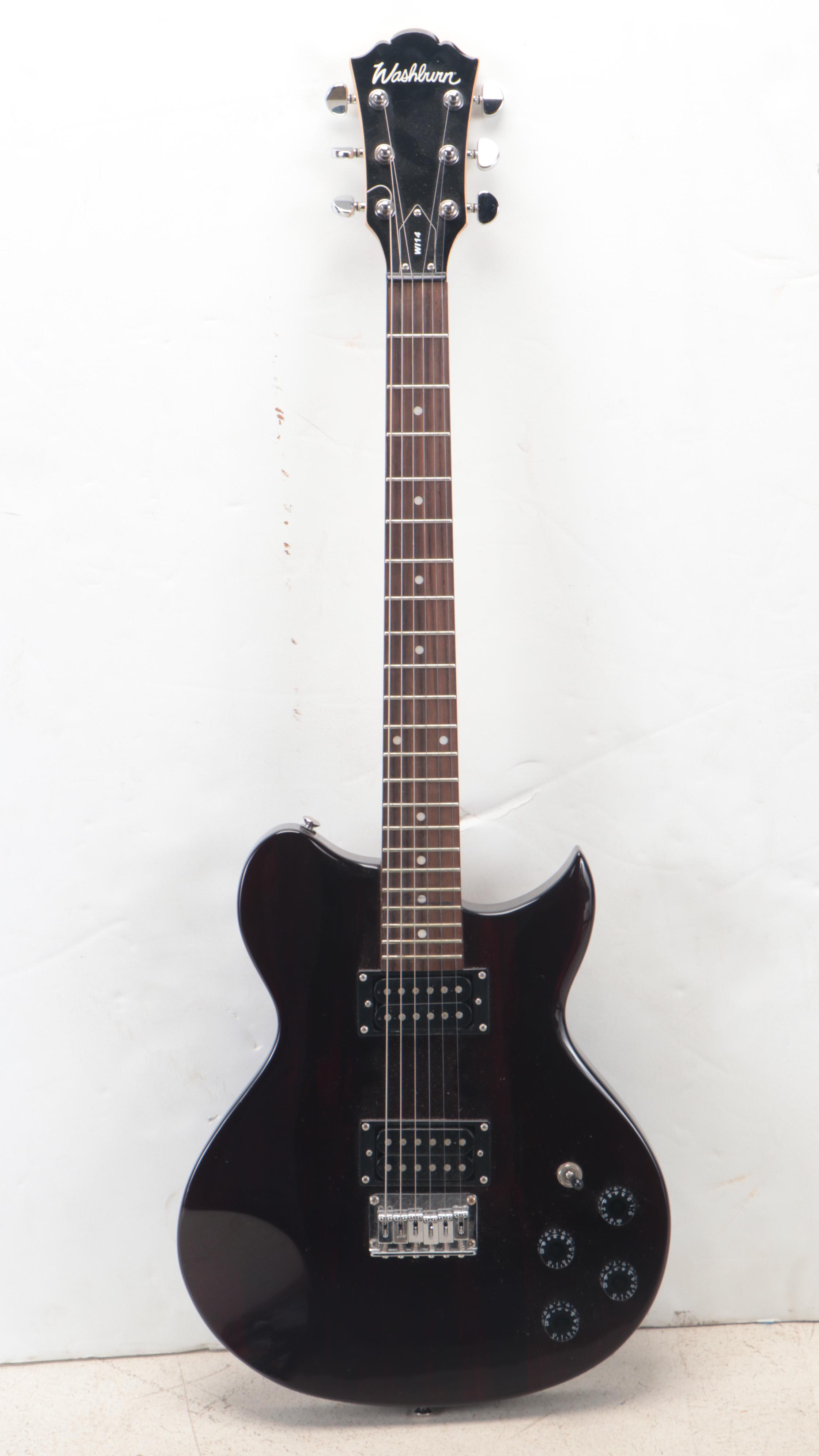 Washburn WI14 Electric Guitar in Black with Road Runner Soft Case