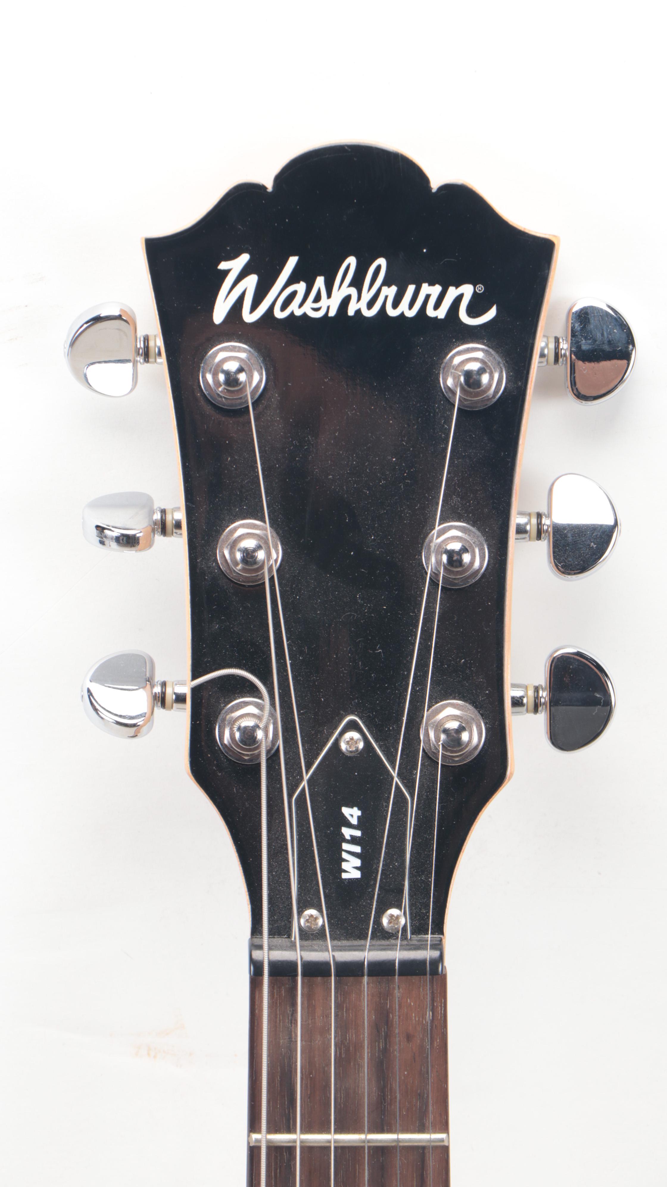 Washburn WI14 Electric Guitar in Black with Road Runner Soft Case