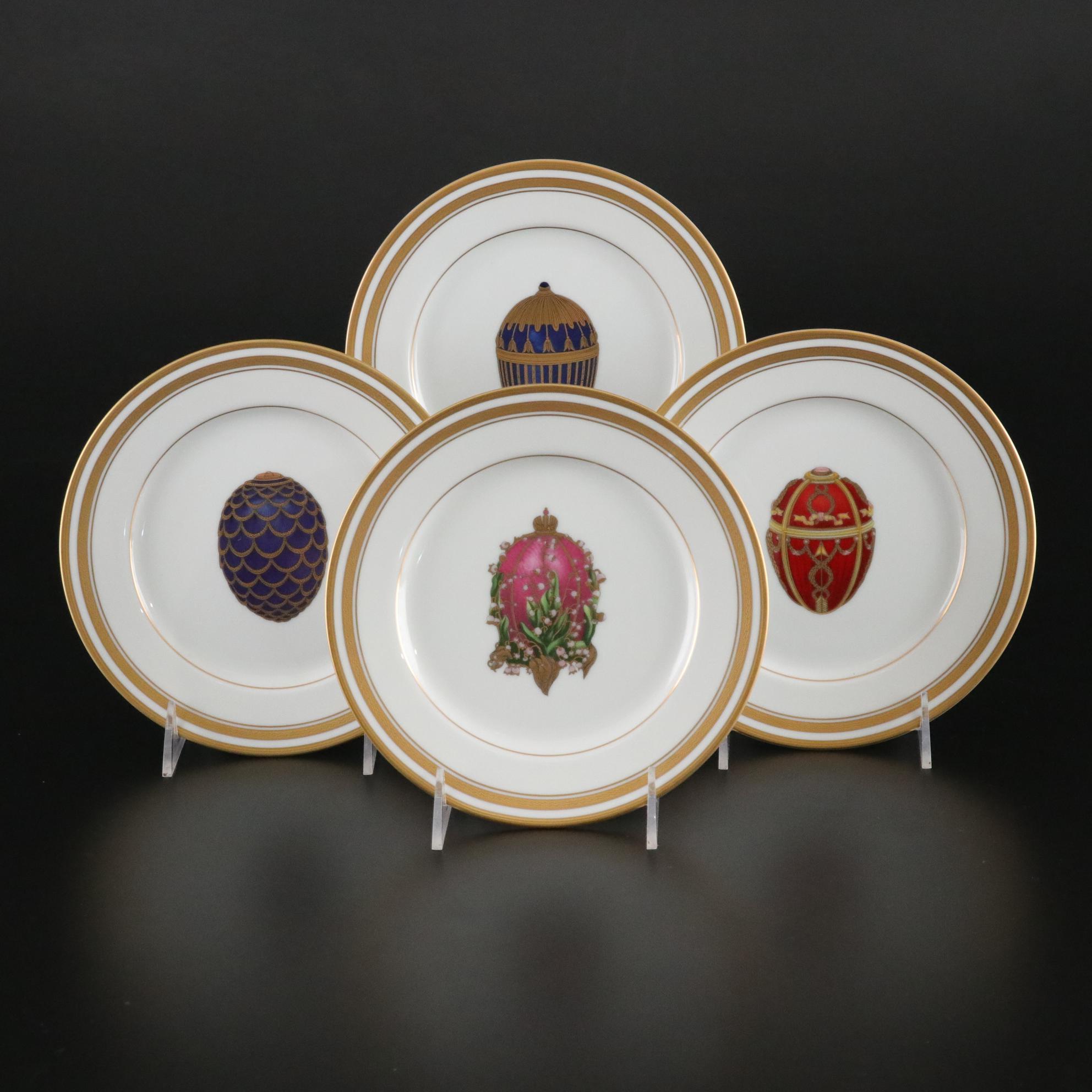 Four Faberge China "Imperial Egg Collection" Salad Plates