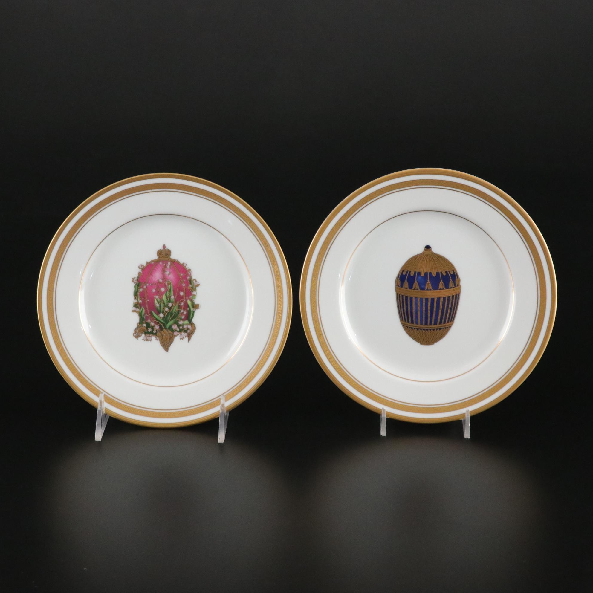 Four Faberge China "Imperial Egg Collection" Salad Plates