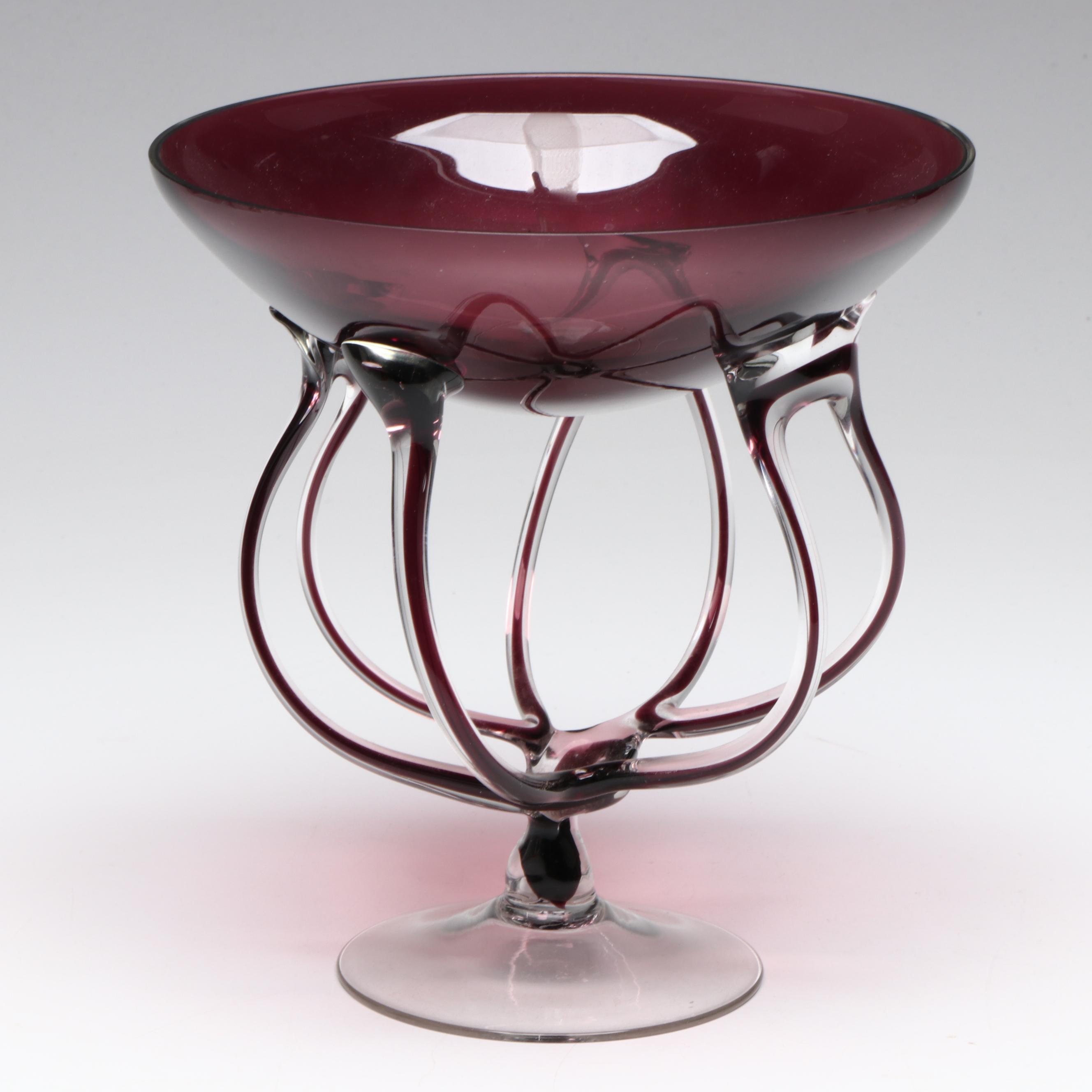 Krosno Polish Amethyst Art Glass Decorative Bowl