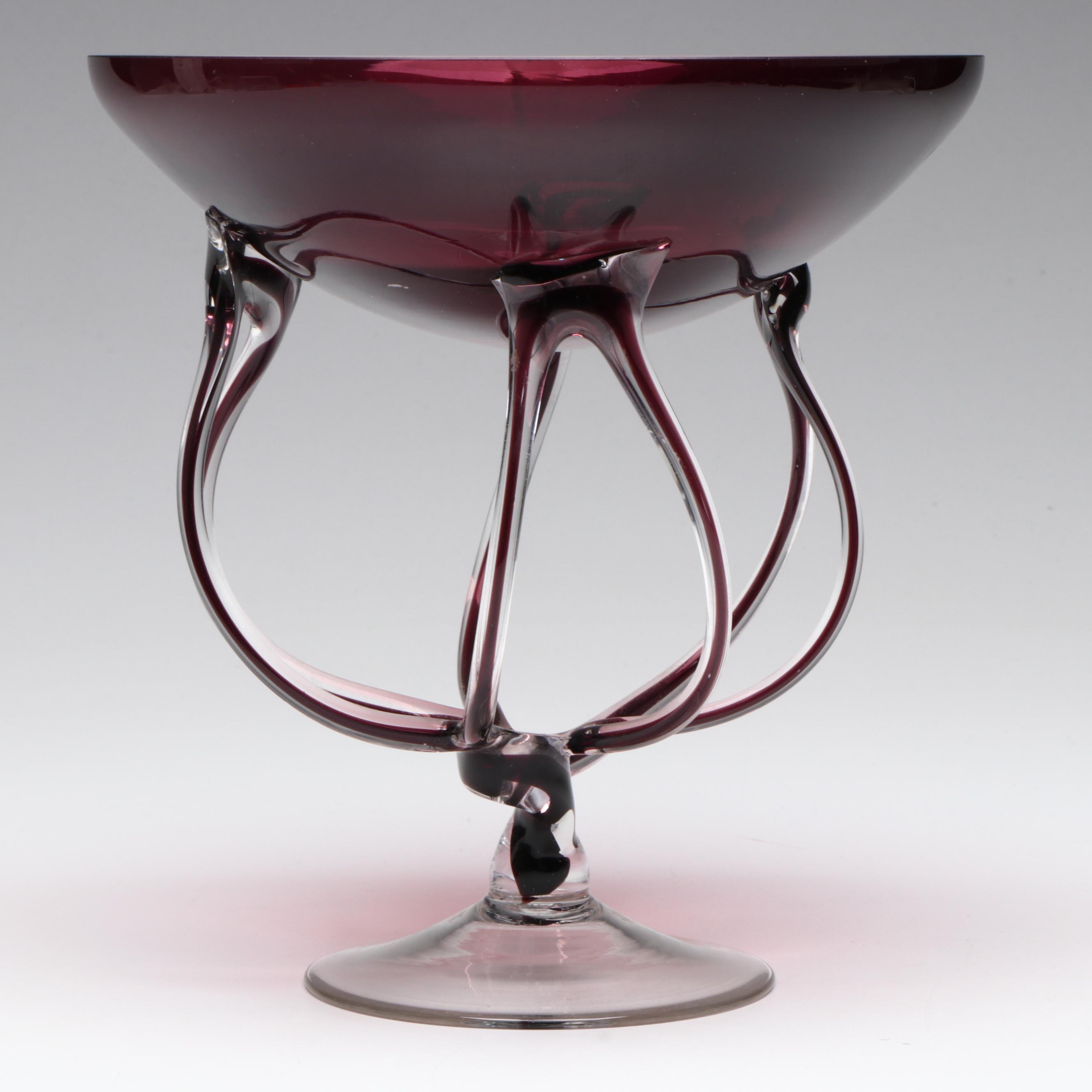 Krosno Polish Amethyst Art Glass Decorative Bowl