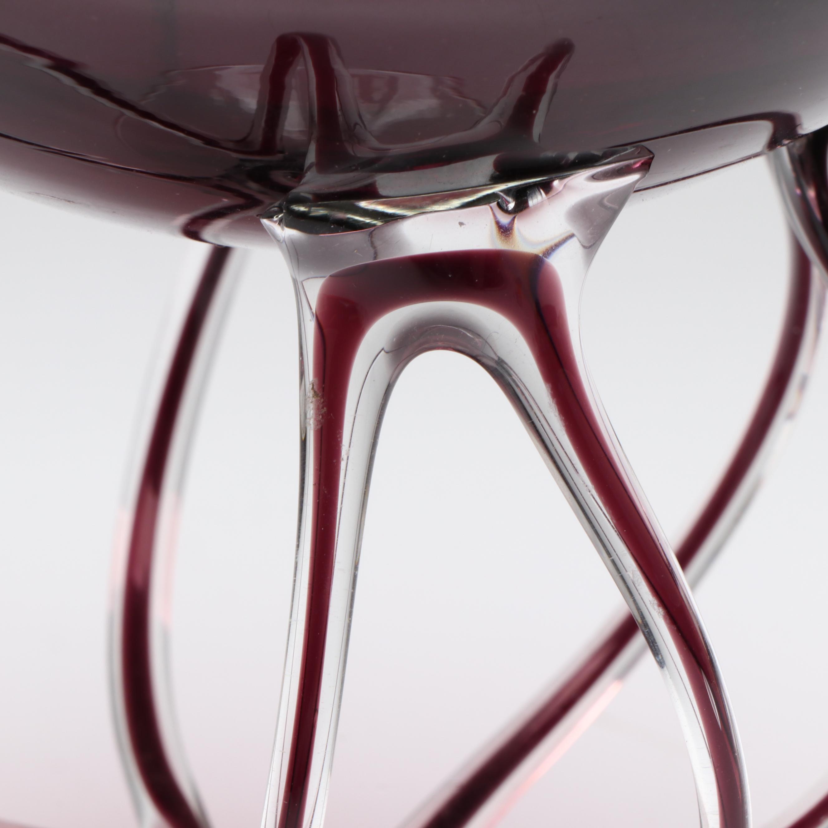 Krosno Polish Amethyst Art Glass Decorative Bowl