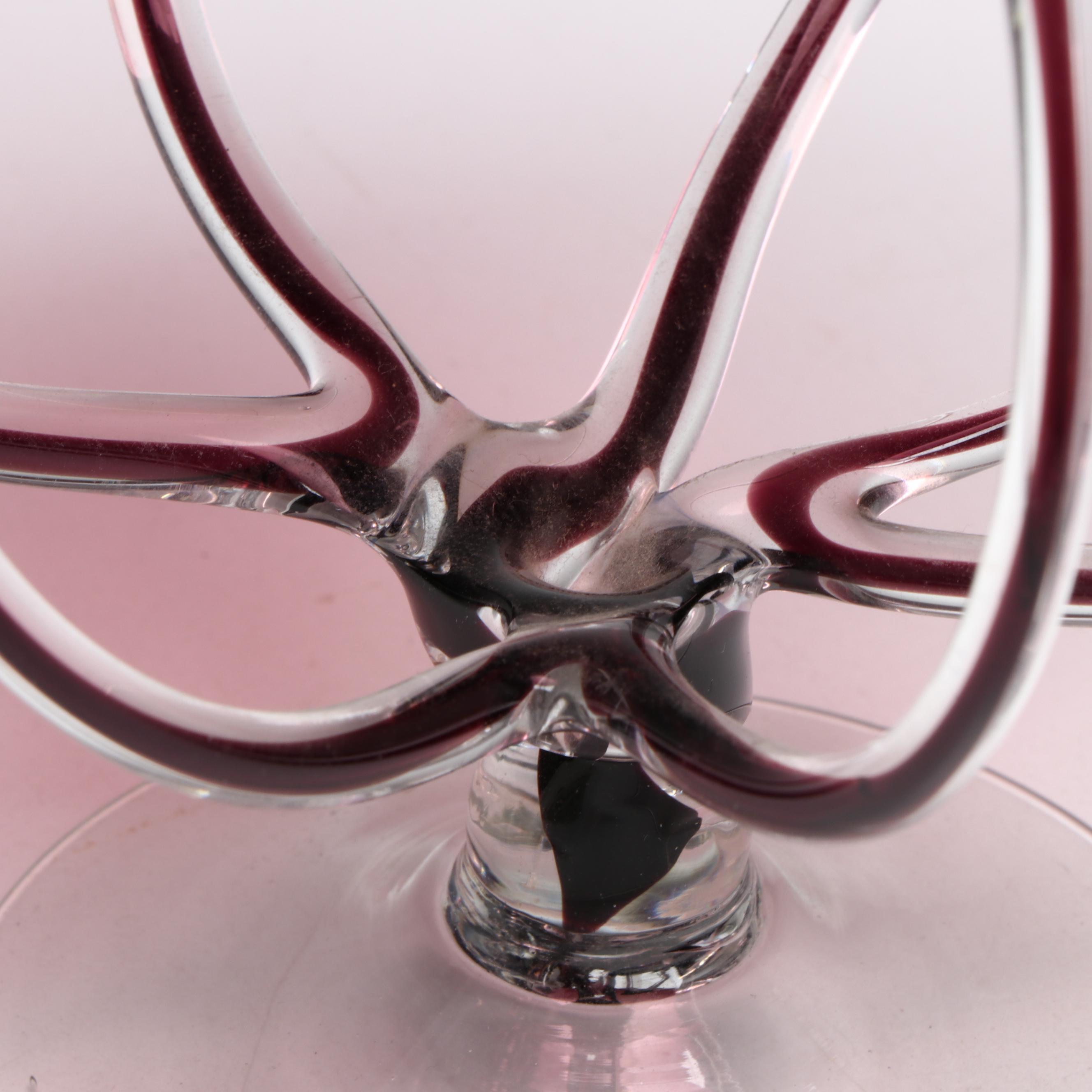 Krosno Polish Amethyst Art Glass Decorative Bowl