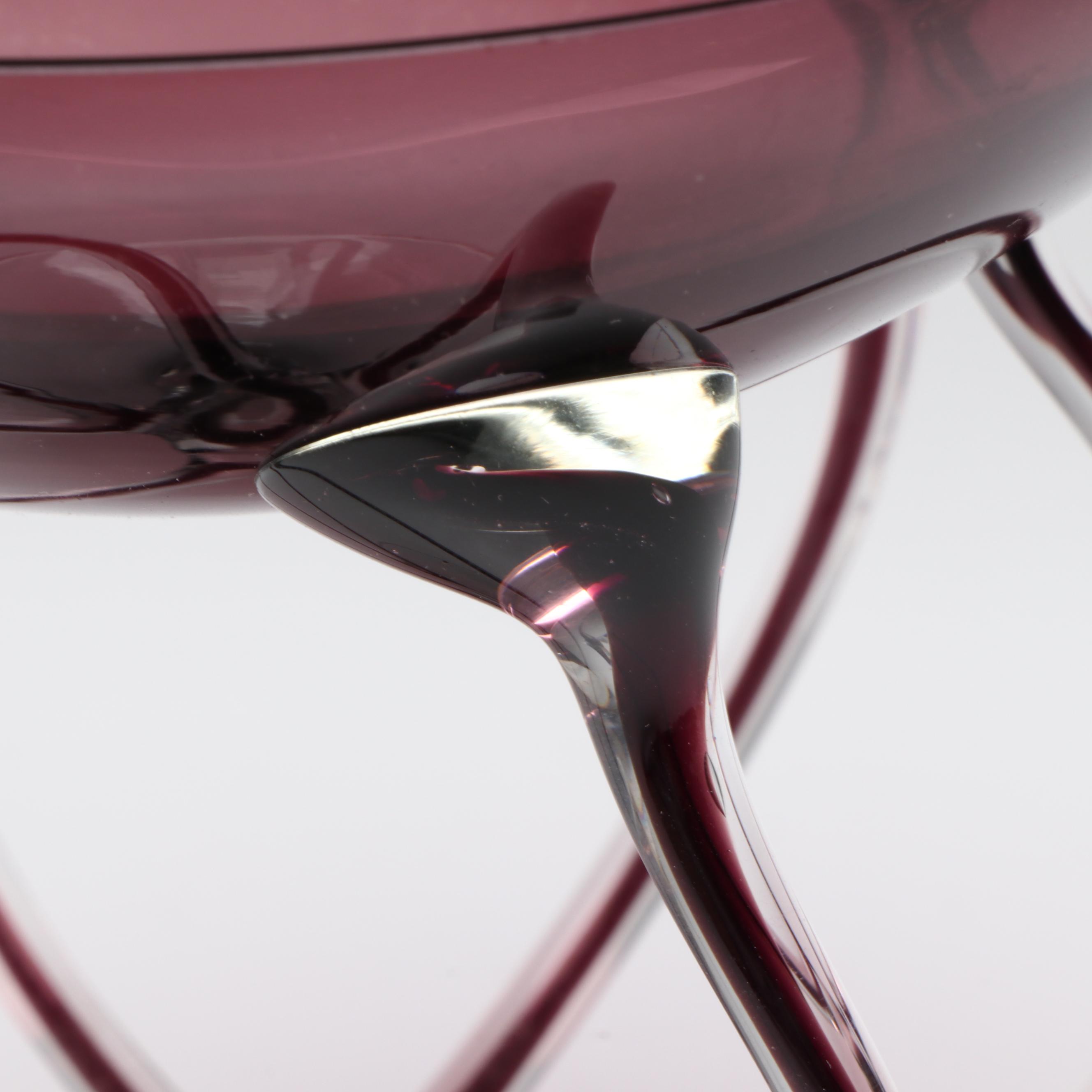 Krosno Polish Amethyst Art Glass Decorative Bowl