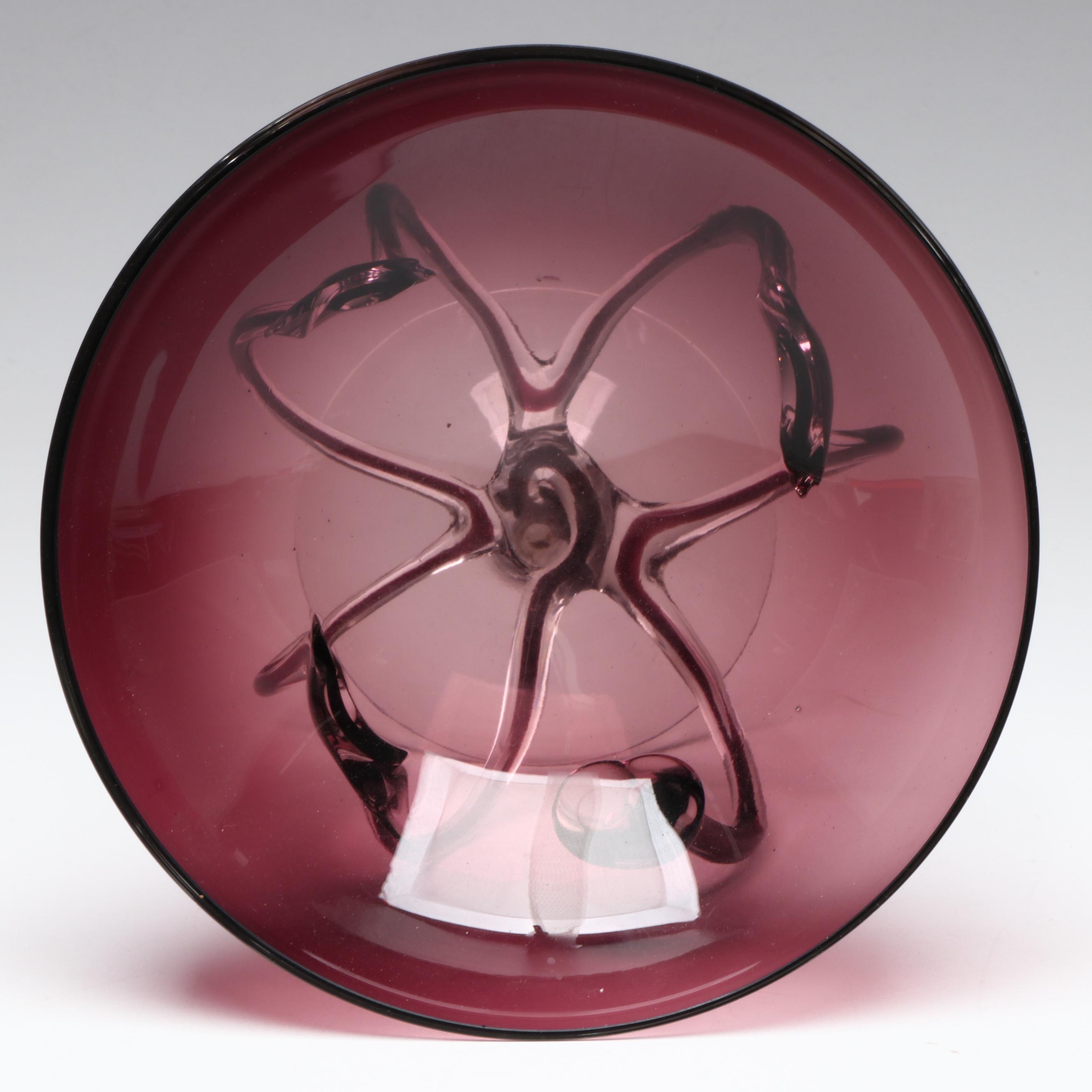 Krosno Polish Amethyst Art Glass Decorative Bowl