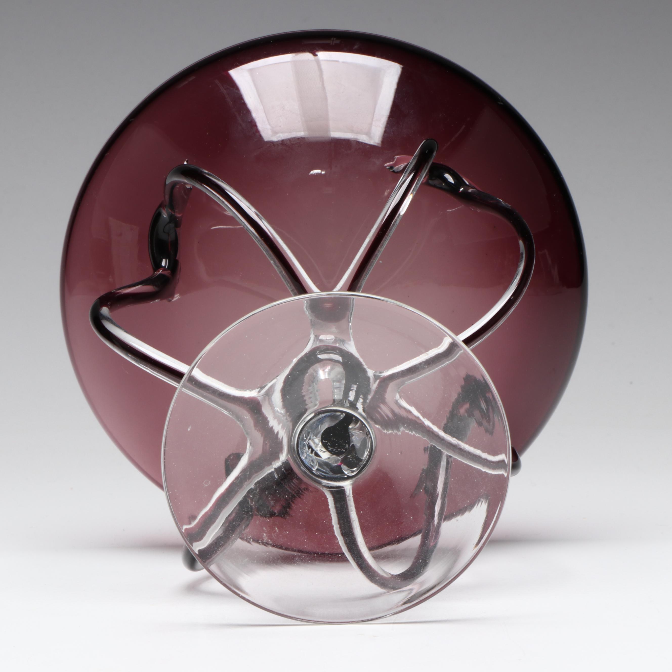 Krosno Polish Amethyst Art Glass Decorative Bowl