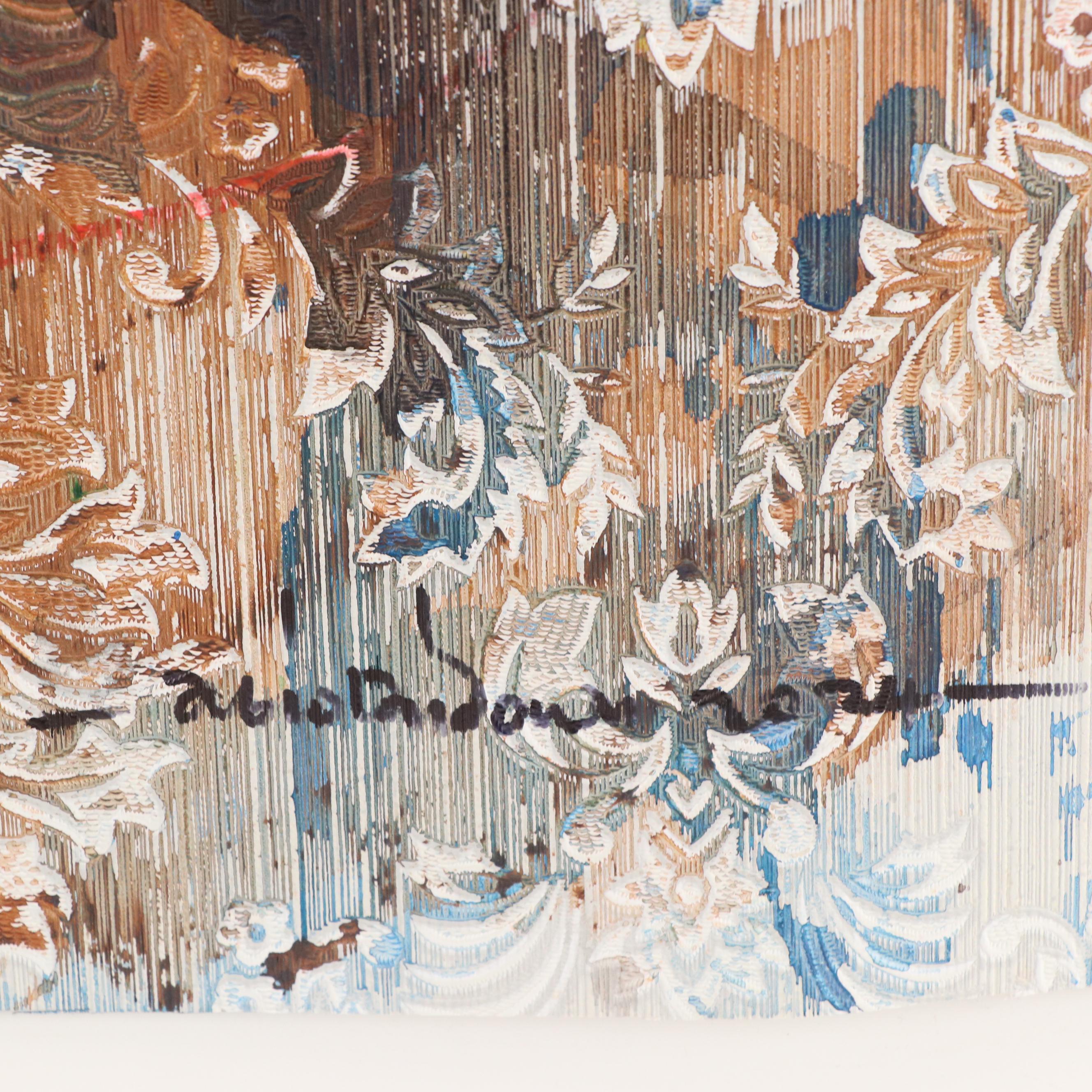 Abiola Idowu Stylized Acrylic Portrait "Full Moon," 2024