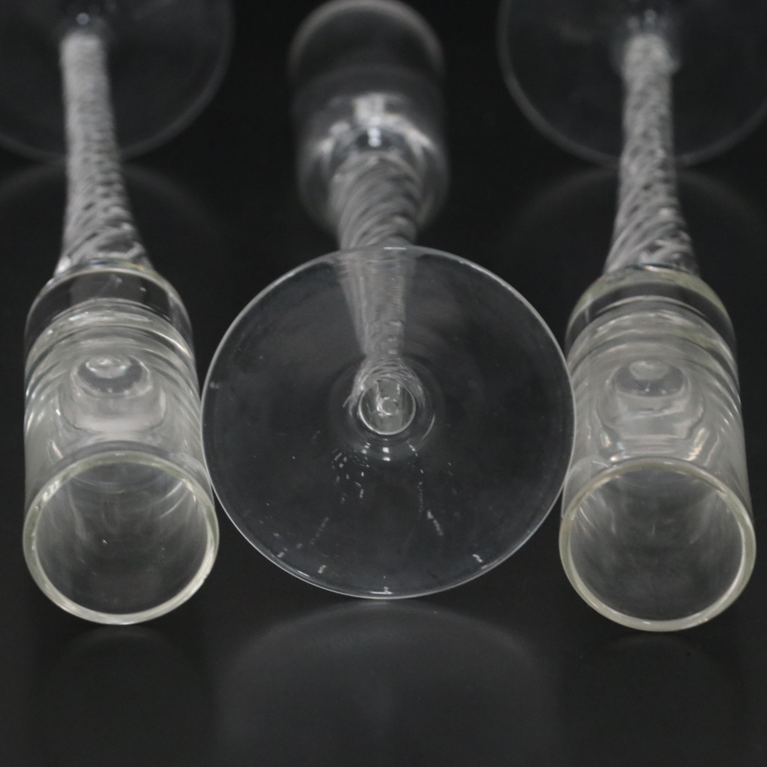 Glass Decanter with Air Twist Stem and Other Cordial Glasses