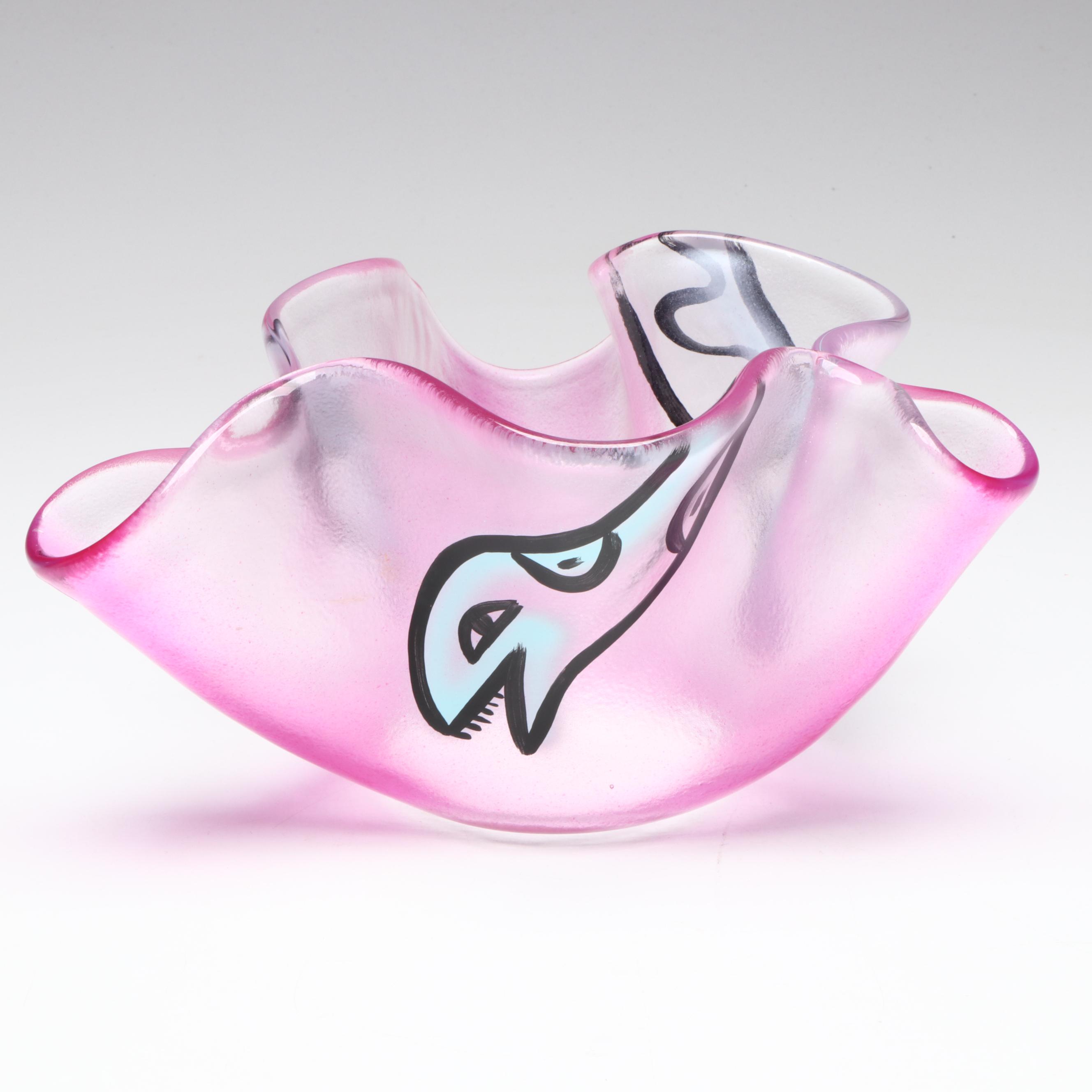 Ulrica Hydman-Vallien for Kosta Boda Art Glass Snake Motif Bowl