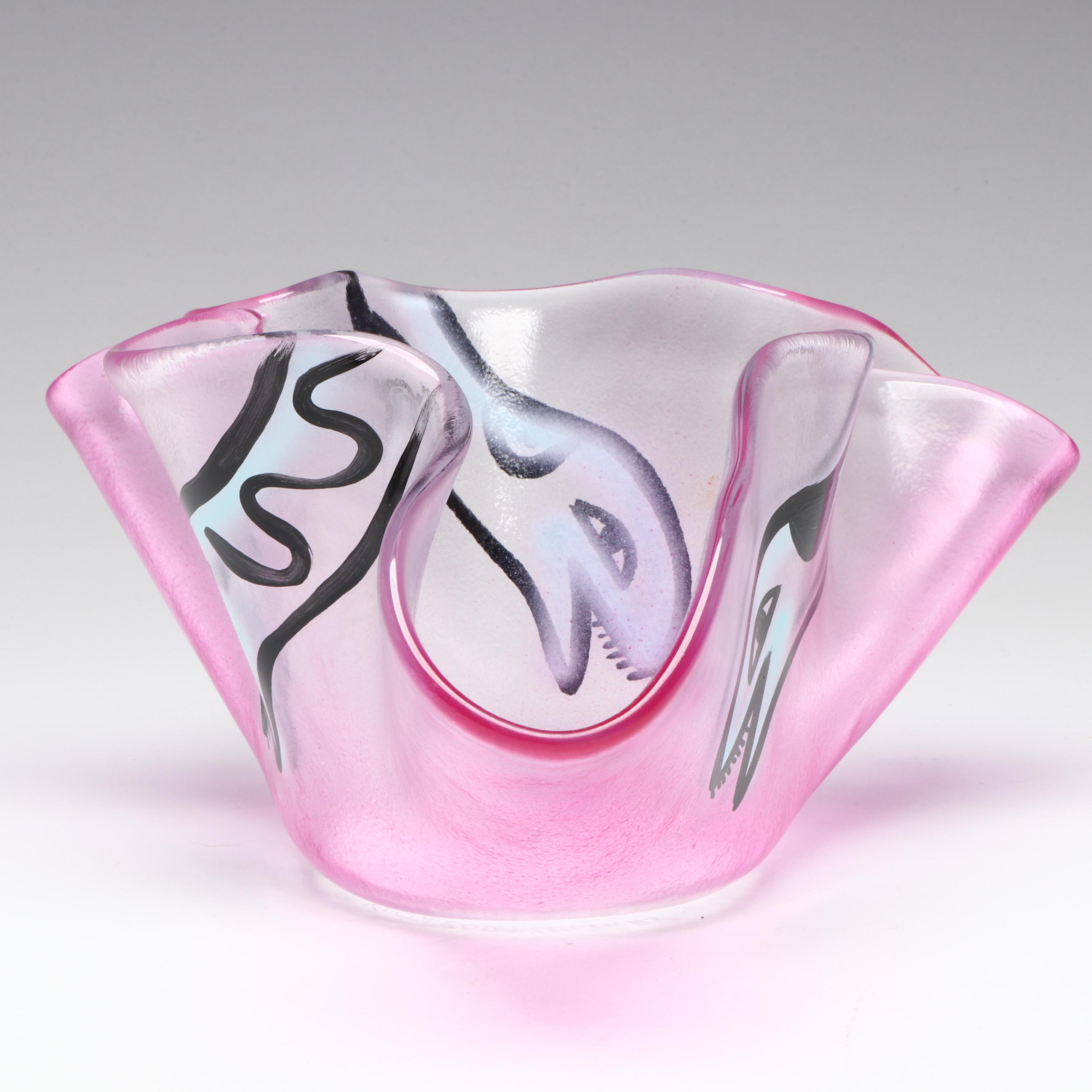 Ulrica Hydman-Vallien for Kosta Boda Art Glass Snake Motif Bowl