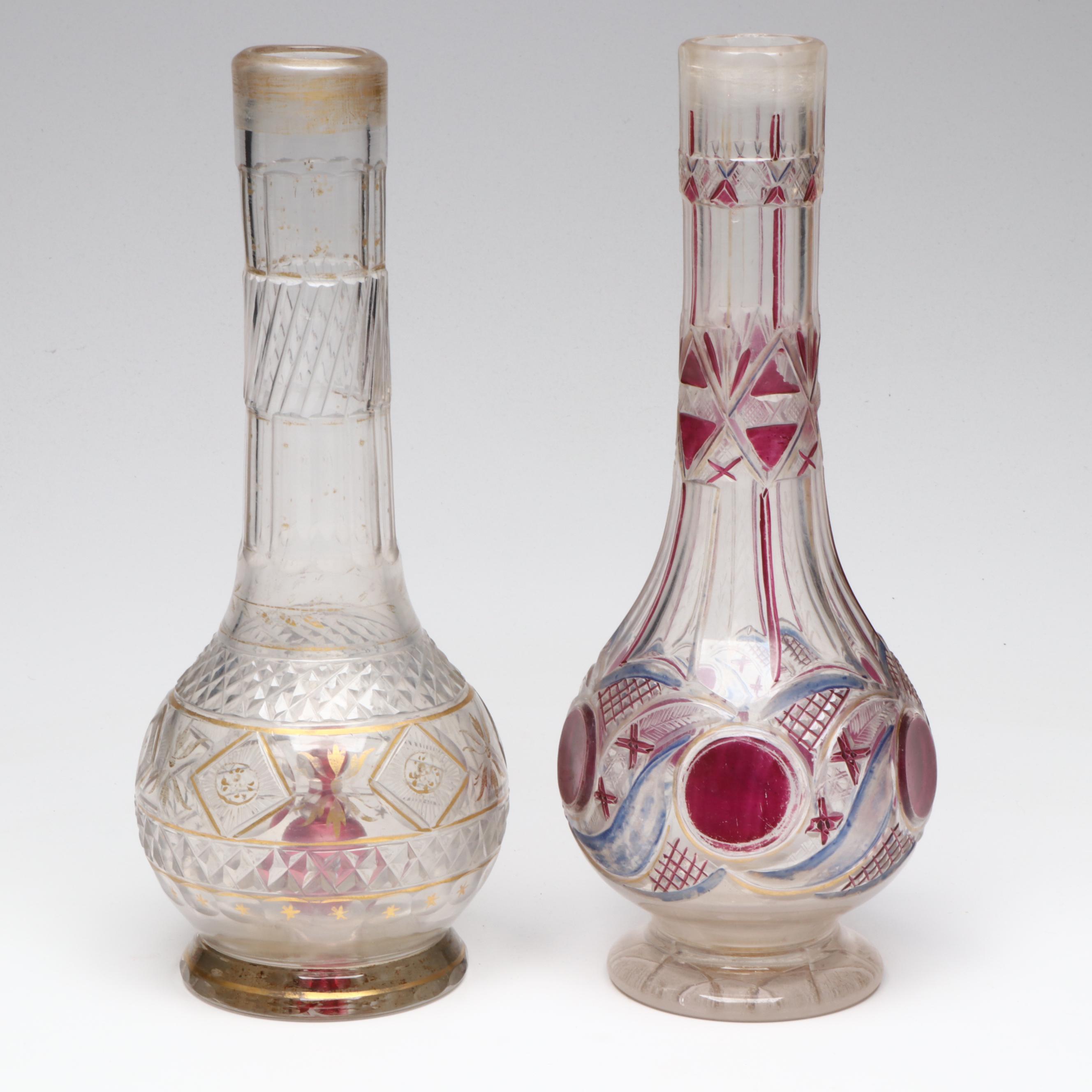Bartlett Collins Bud Vases with Glass Decanters, Footed Bowl and Thistle Dish