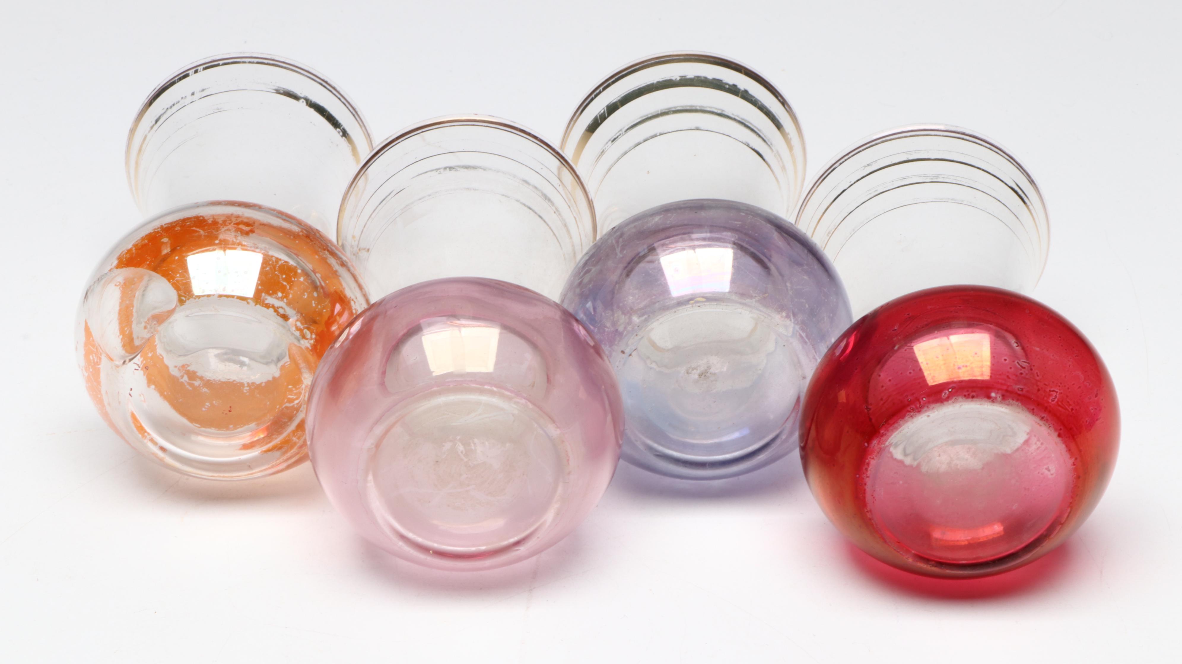 Bartlett Collins Bud Vases with Glass Decanters, Footed Bowl and Thistle Dish