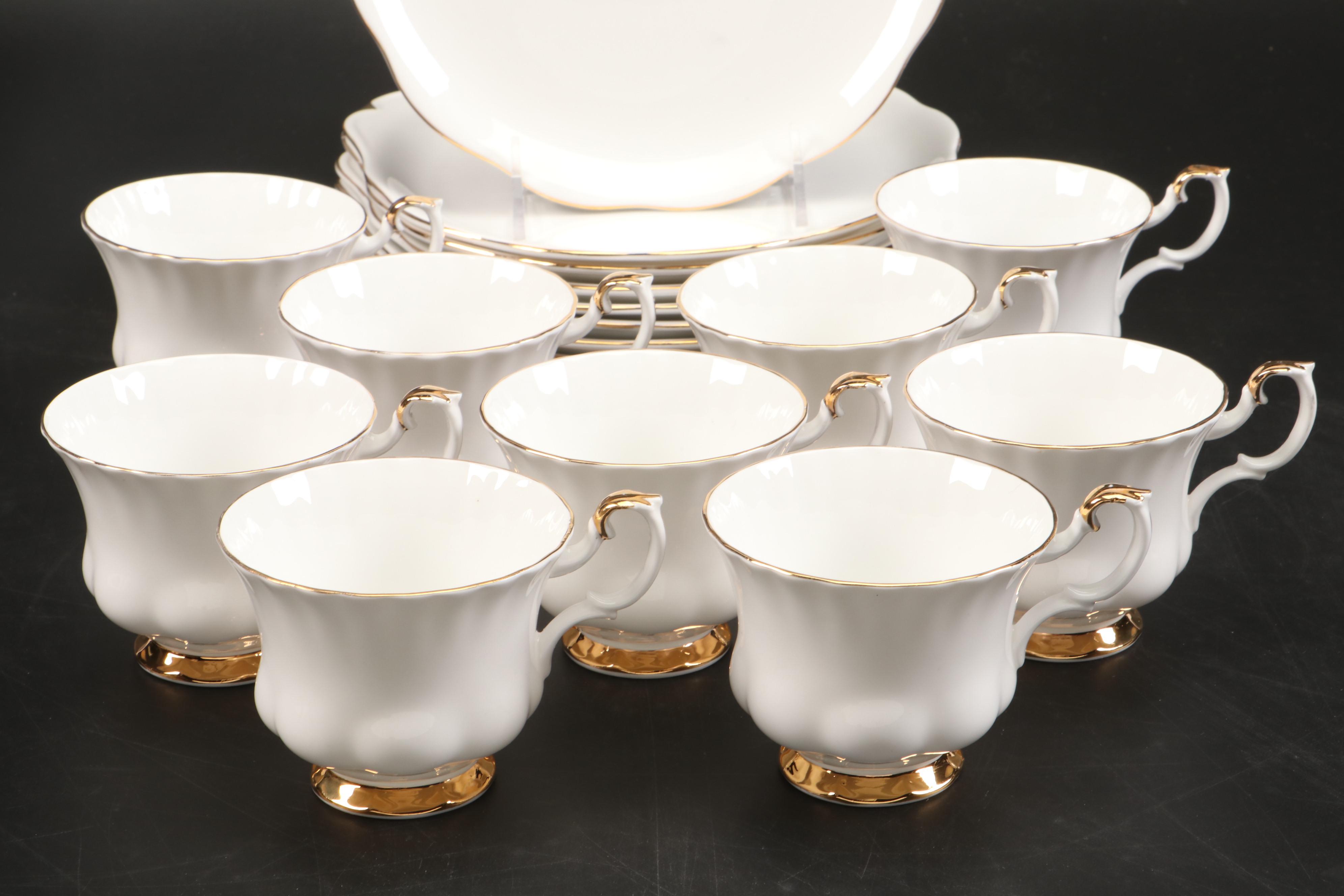 Royal Albert "Val D'Or" Bone China Snack Plates and Cups
