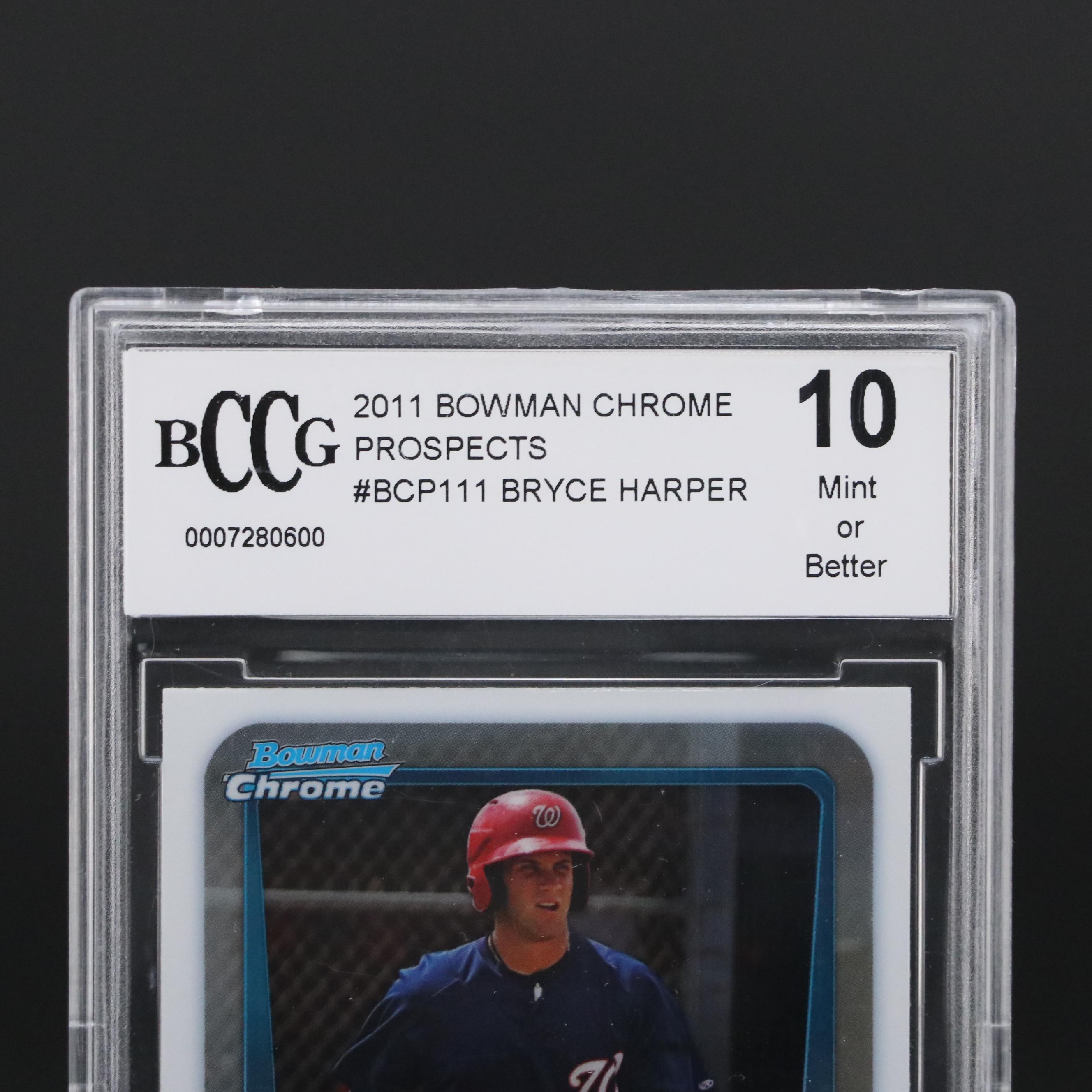2011 Bowman Chrome Bryce Harper Prospects Baseball Card #BCP111 Graded BCCG 10