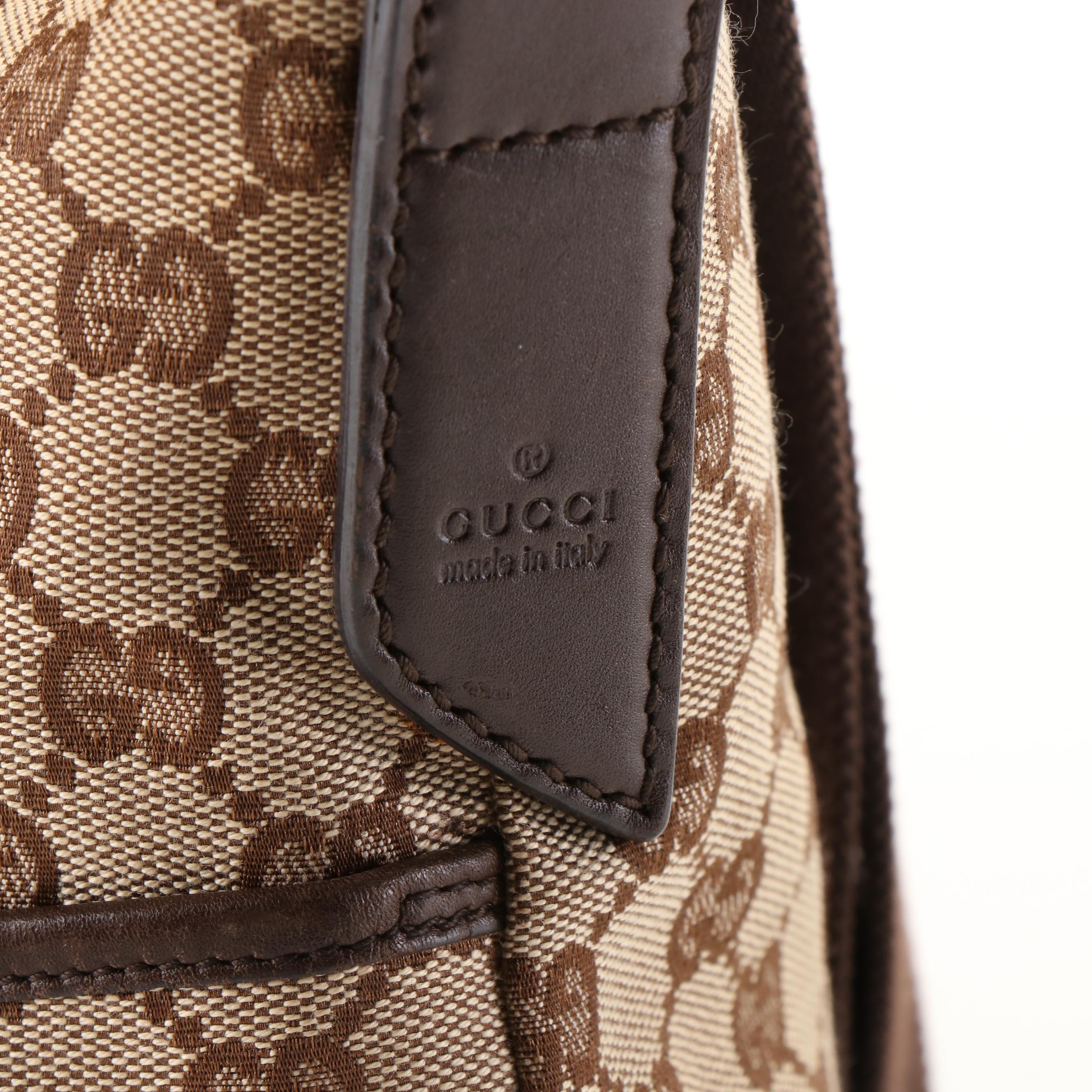 Gucci GG Messenger Bag in Leather Trimmed Coated Canvas