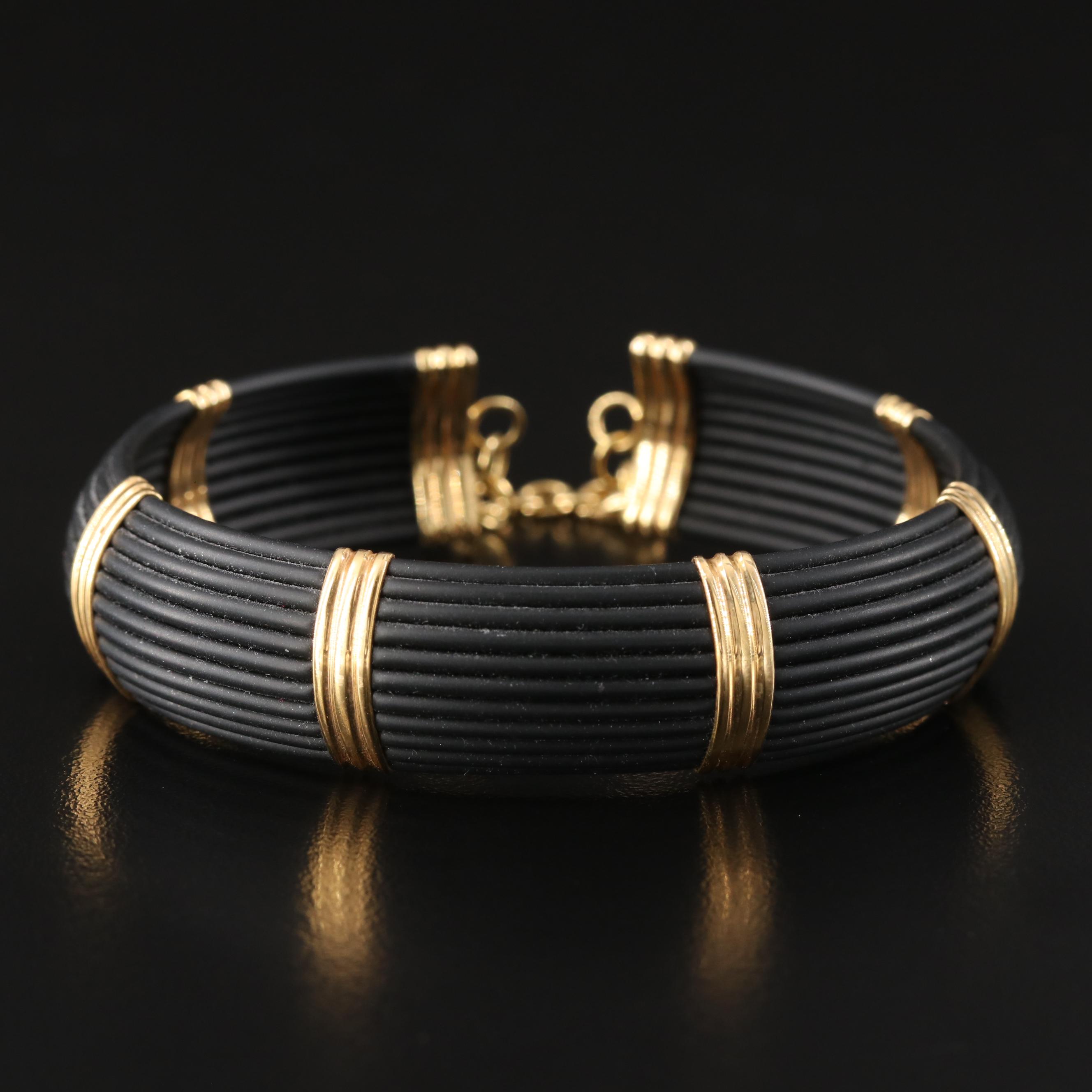 Roberto Coin 18K and Black Silicone Bracelet EBTH