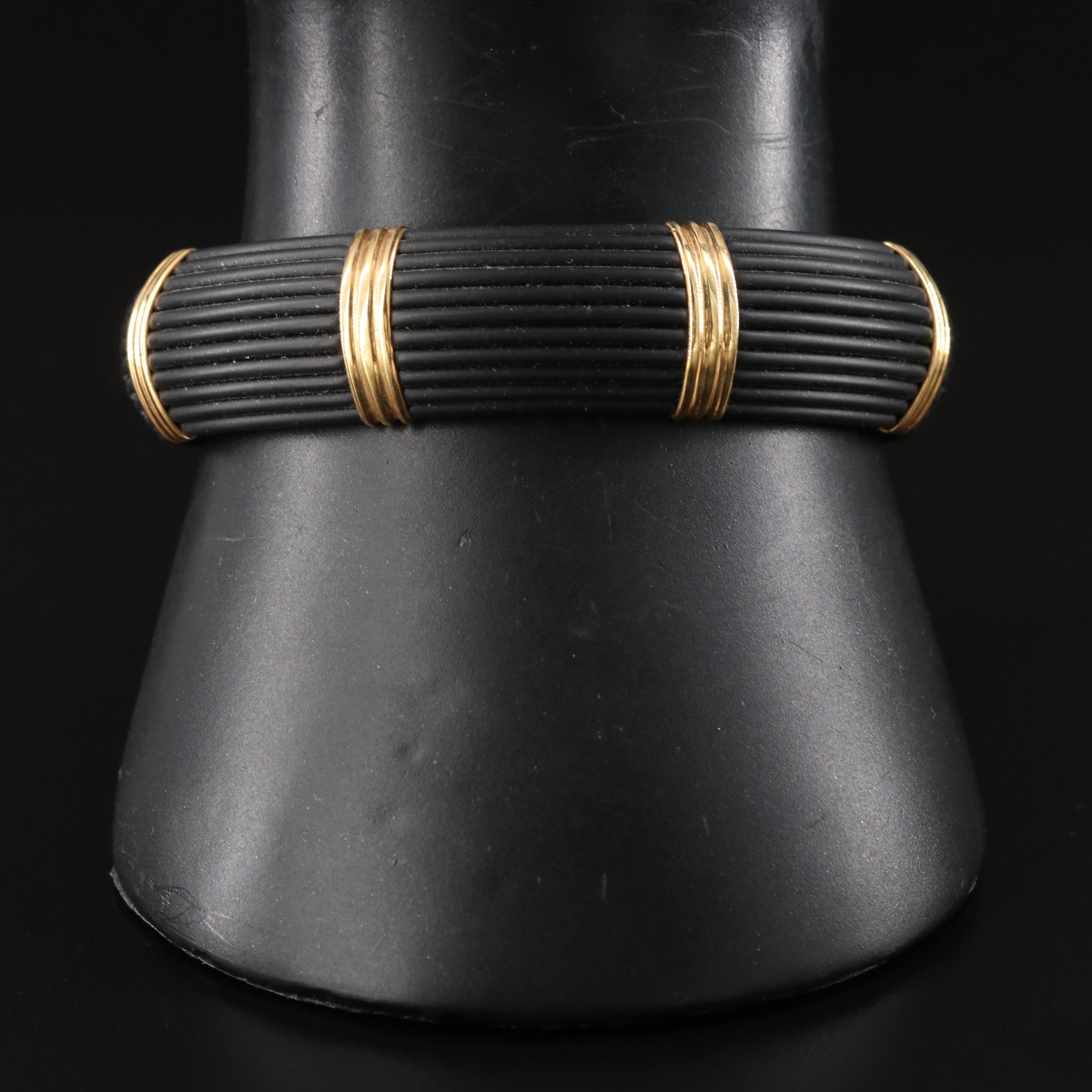 Roberto Coin 18K and Black Silicone Bracelet