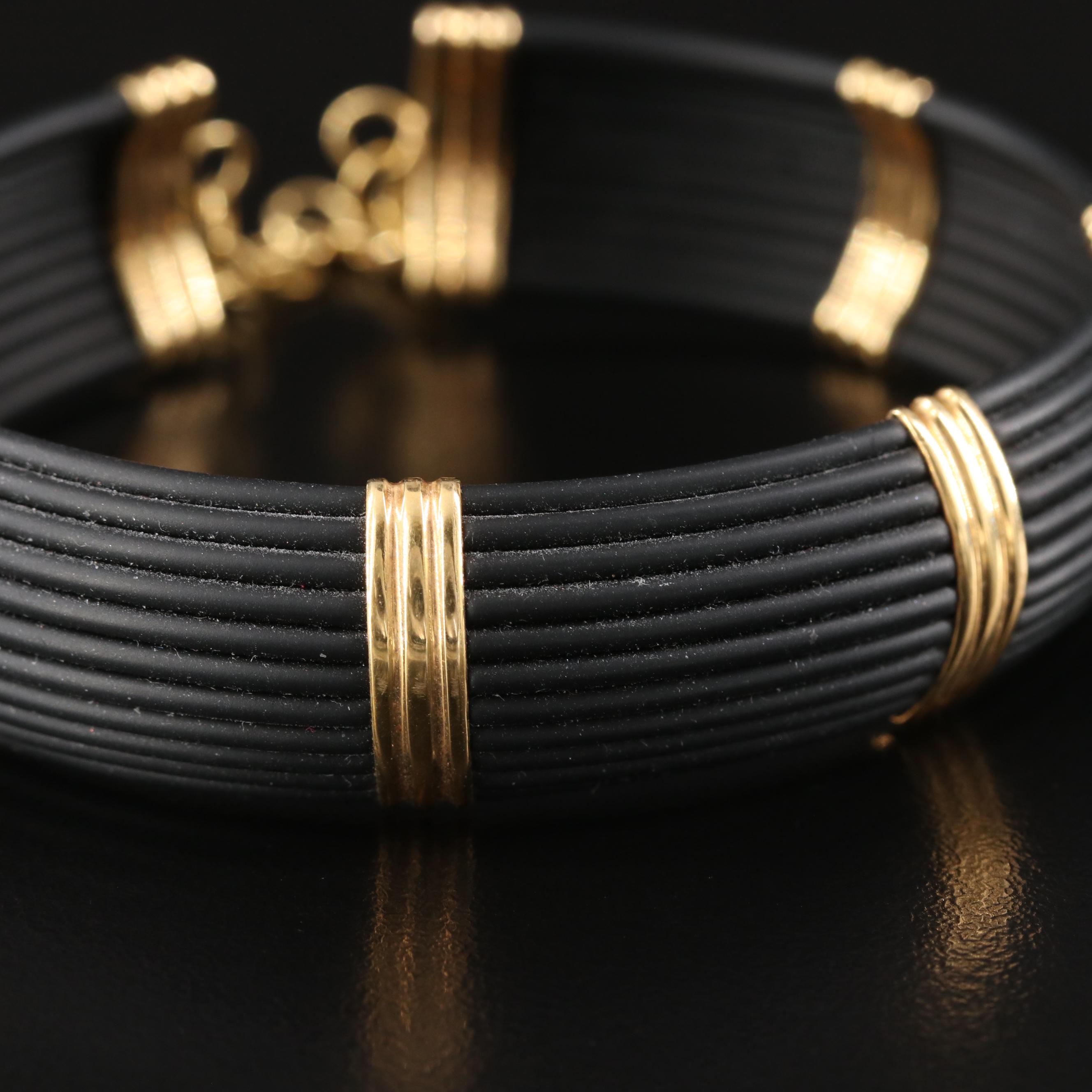 Roberto Coin 18K and Black Silicone Bracelet