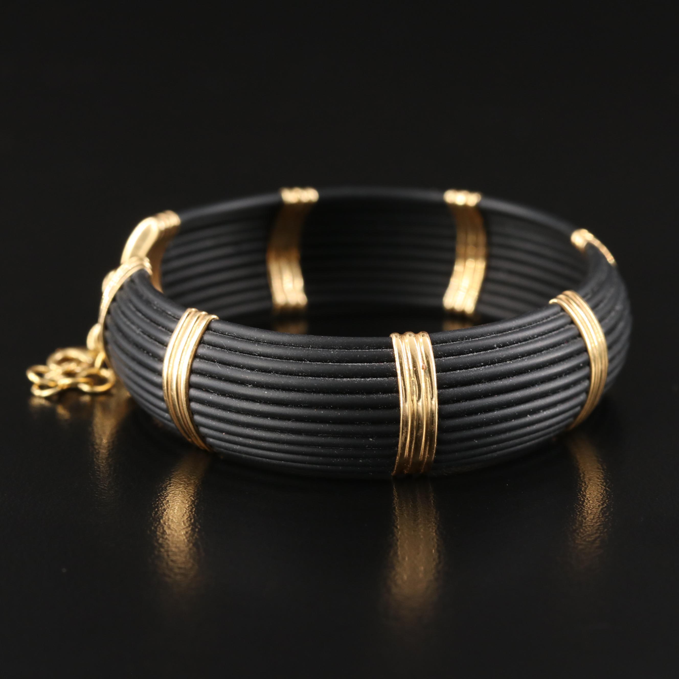Roberto Coin 18K and Black Silicone Bracelet
