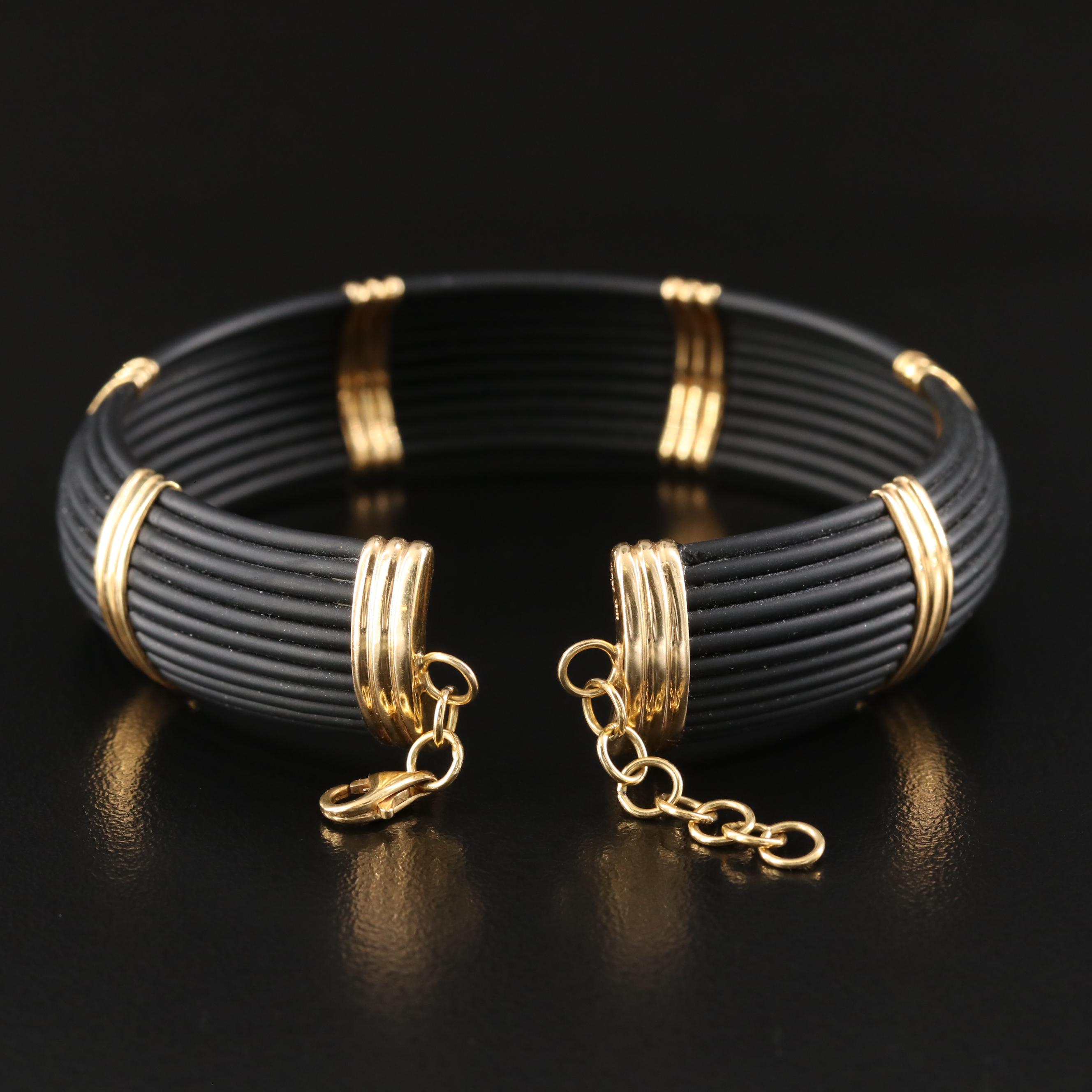 Roberto Coin 18K and Black Silicone Bracelet