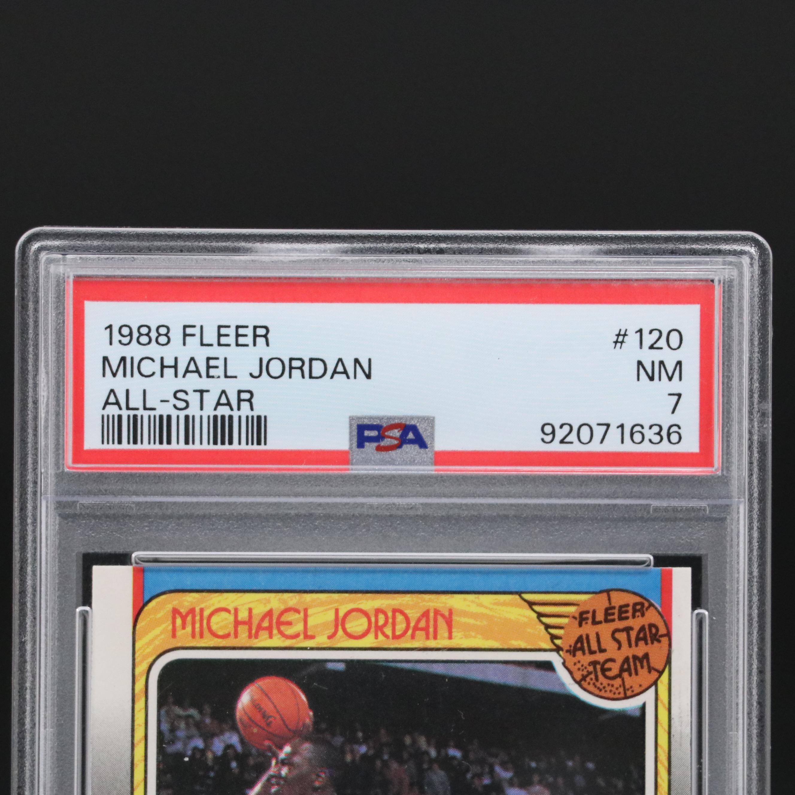 1988 Fleer Michael Jordan All-Star Basketball Card #120 Graded PSA 7 Near-Mint