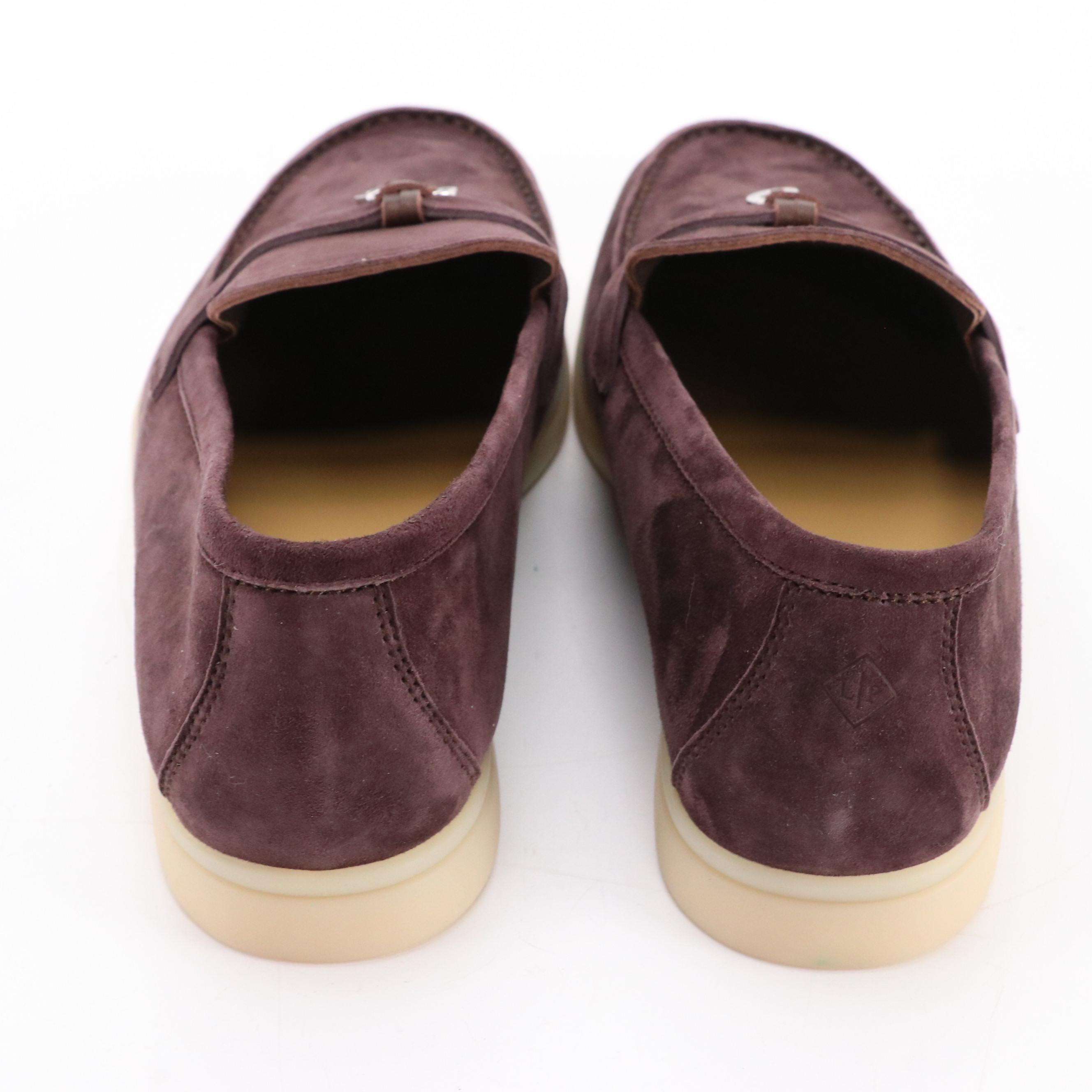 Loro Piana Chocolate Brown Suede Summer Charms Walk Loafers in Box